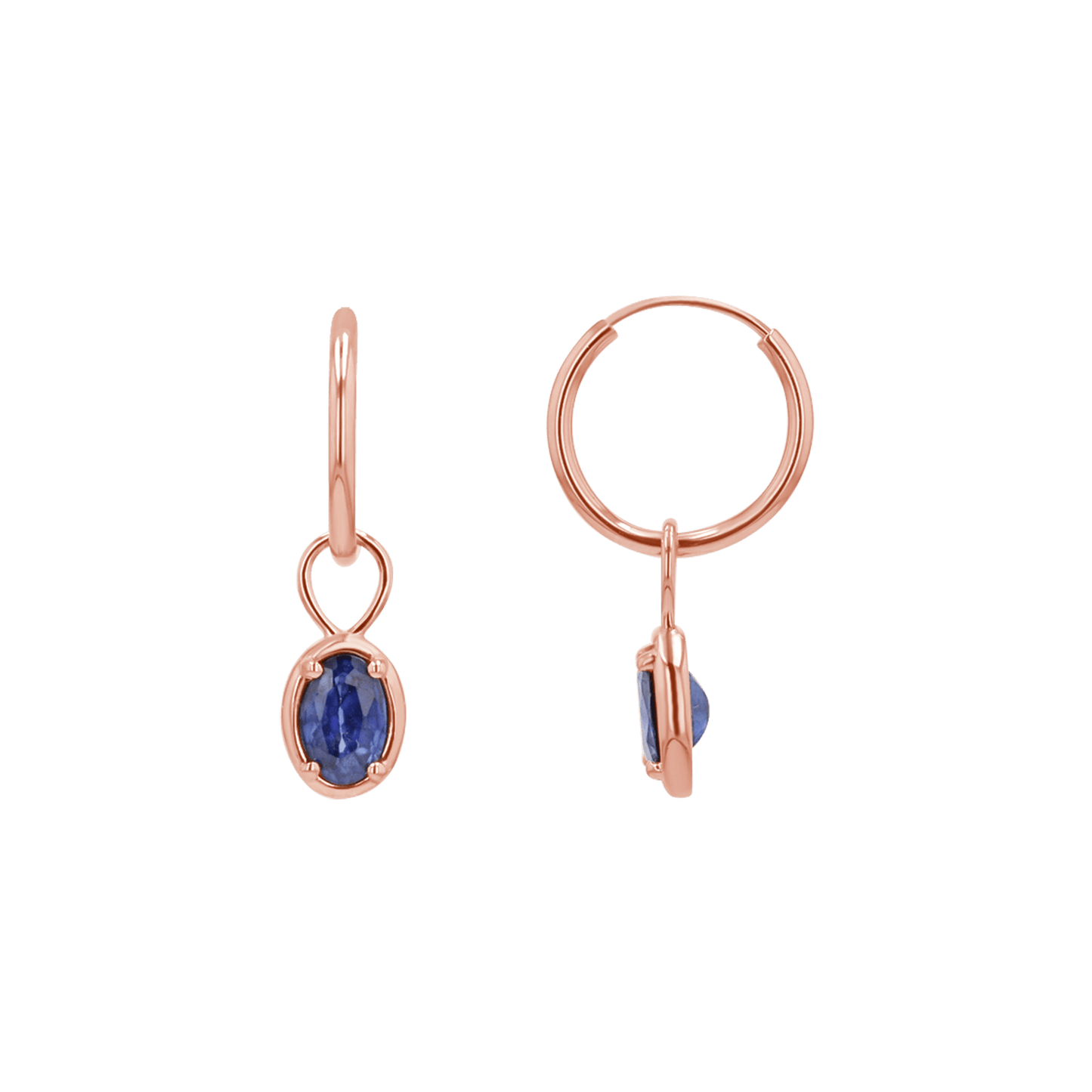 Gemstone Oval Huggie Charms - Lotus Diamond