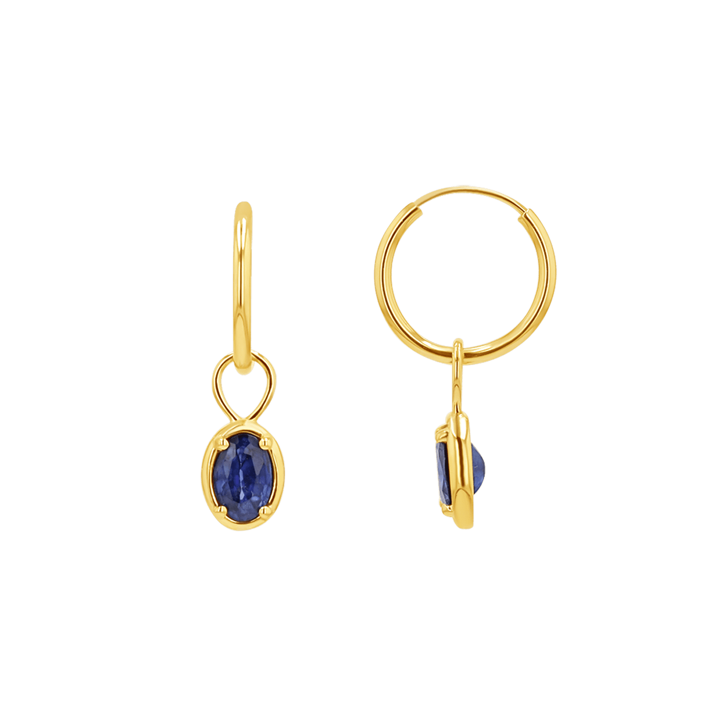 Gemstone Oval Huggie Charms - Lotus Diamond