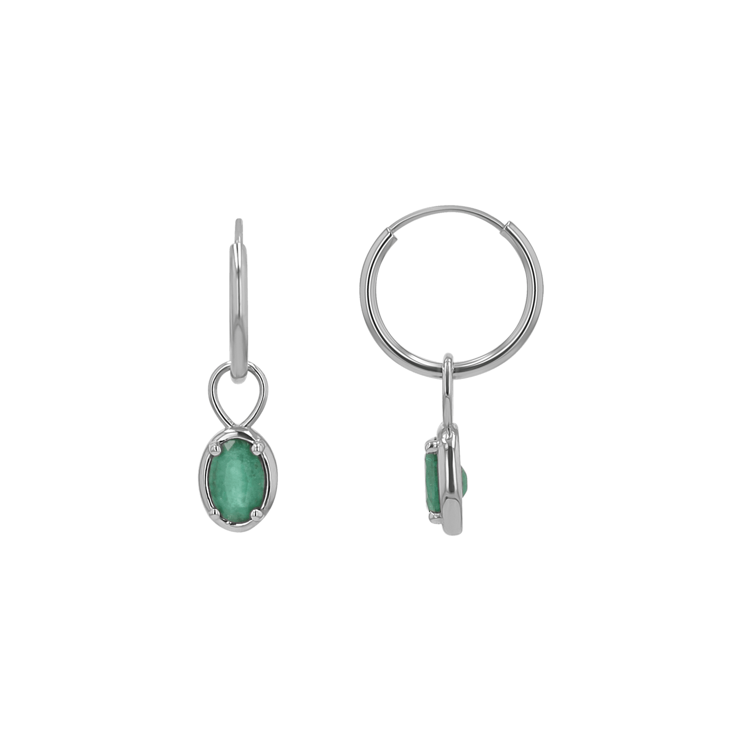 Gemstone Oval Huggie Charms - Lotus Diamond