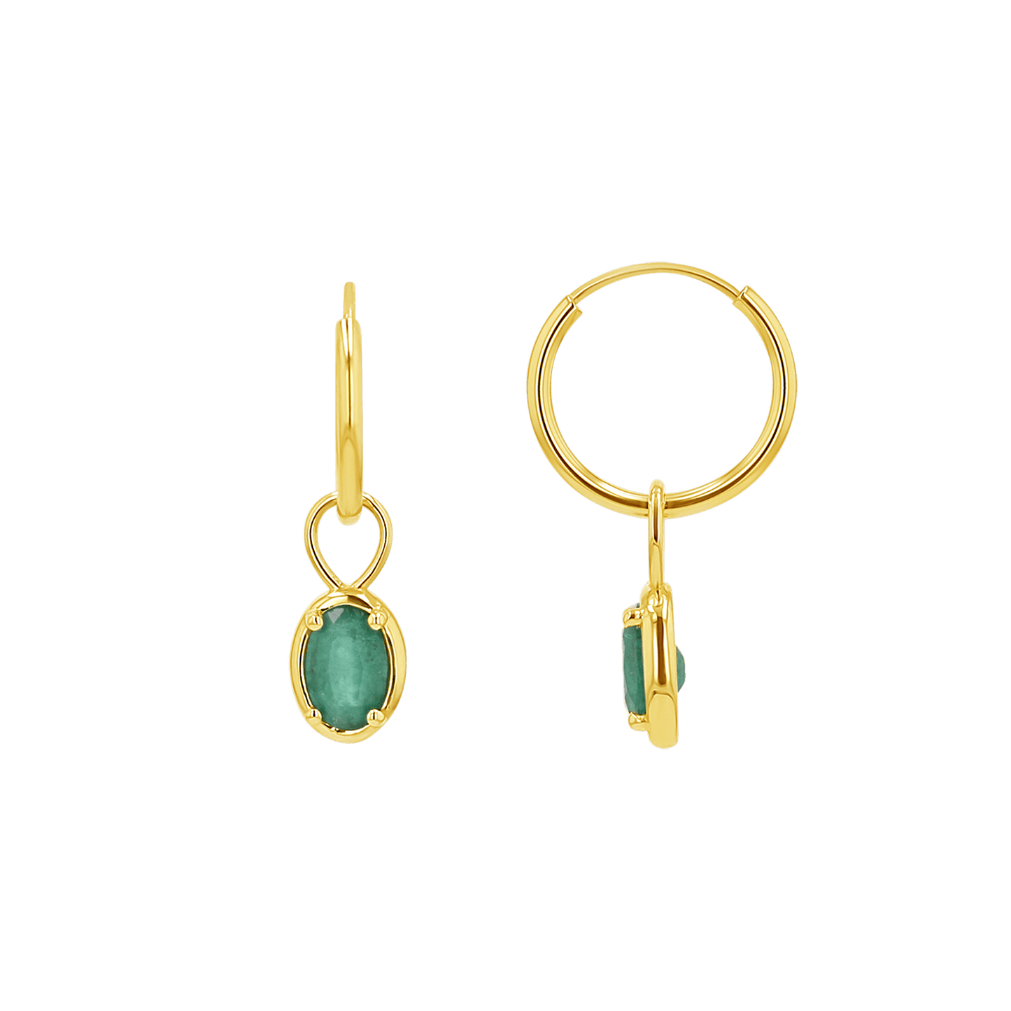 Gemstone Oval Huggie Charms - Lotus Diamond