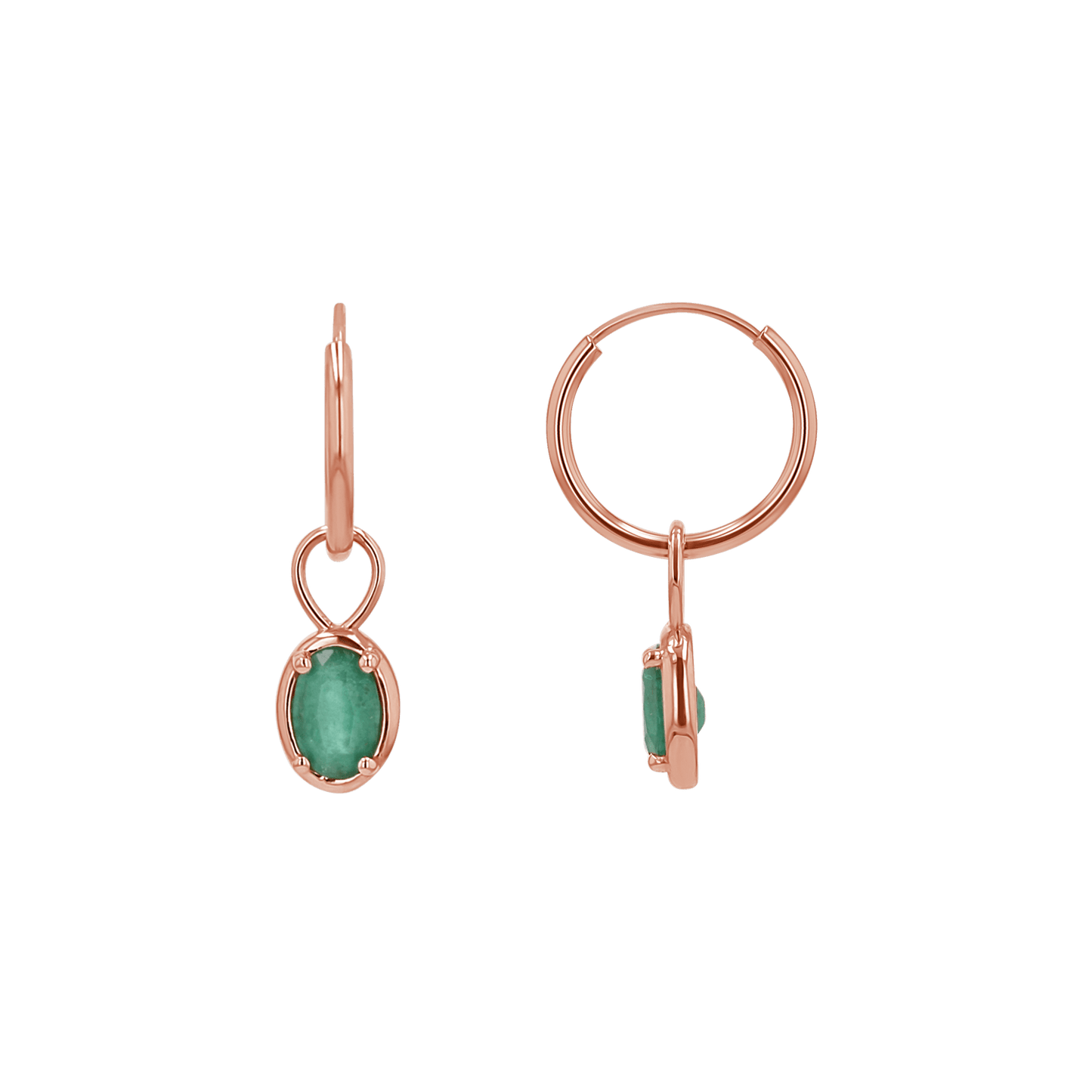Gemstone Oval Huggie Charms - Lotus Diamond