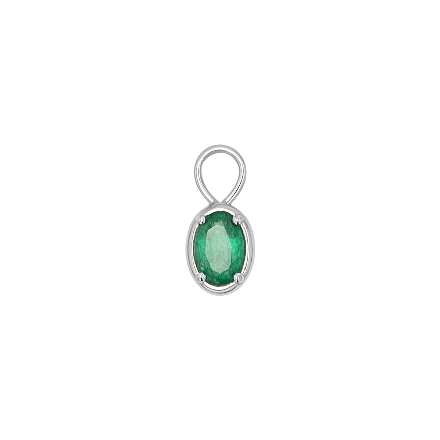 Gemstone Oval Huggie Charms - Lotus Diamond
