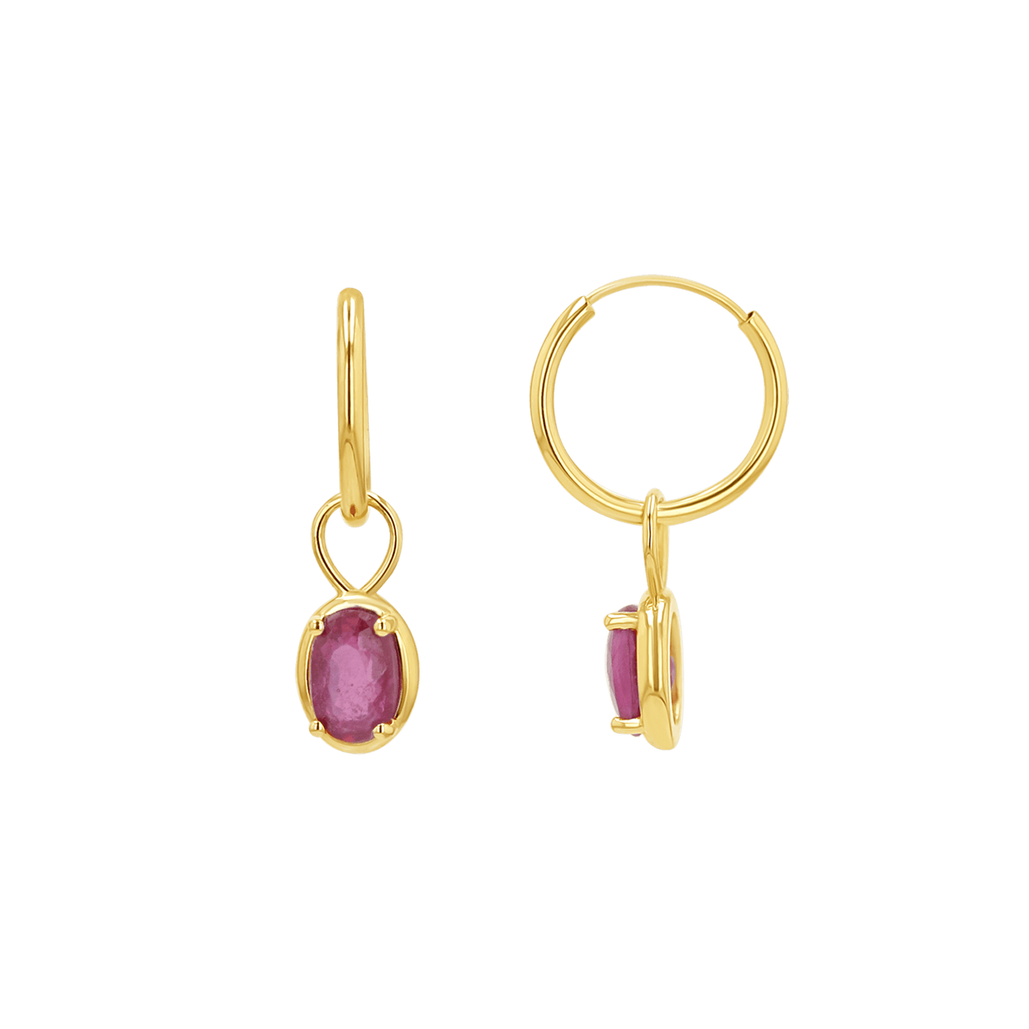 Gemstone Oval Huggie Charms - Lotus Diamond