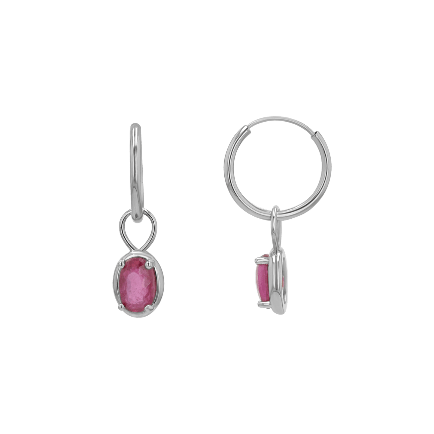 Gemstone Oval Huggie Charms - Lotus Diamond