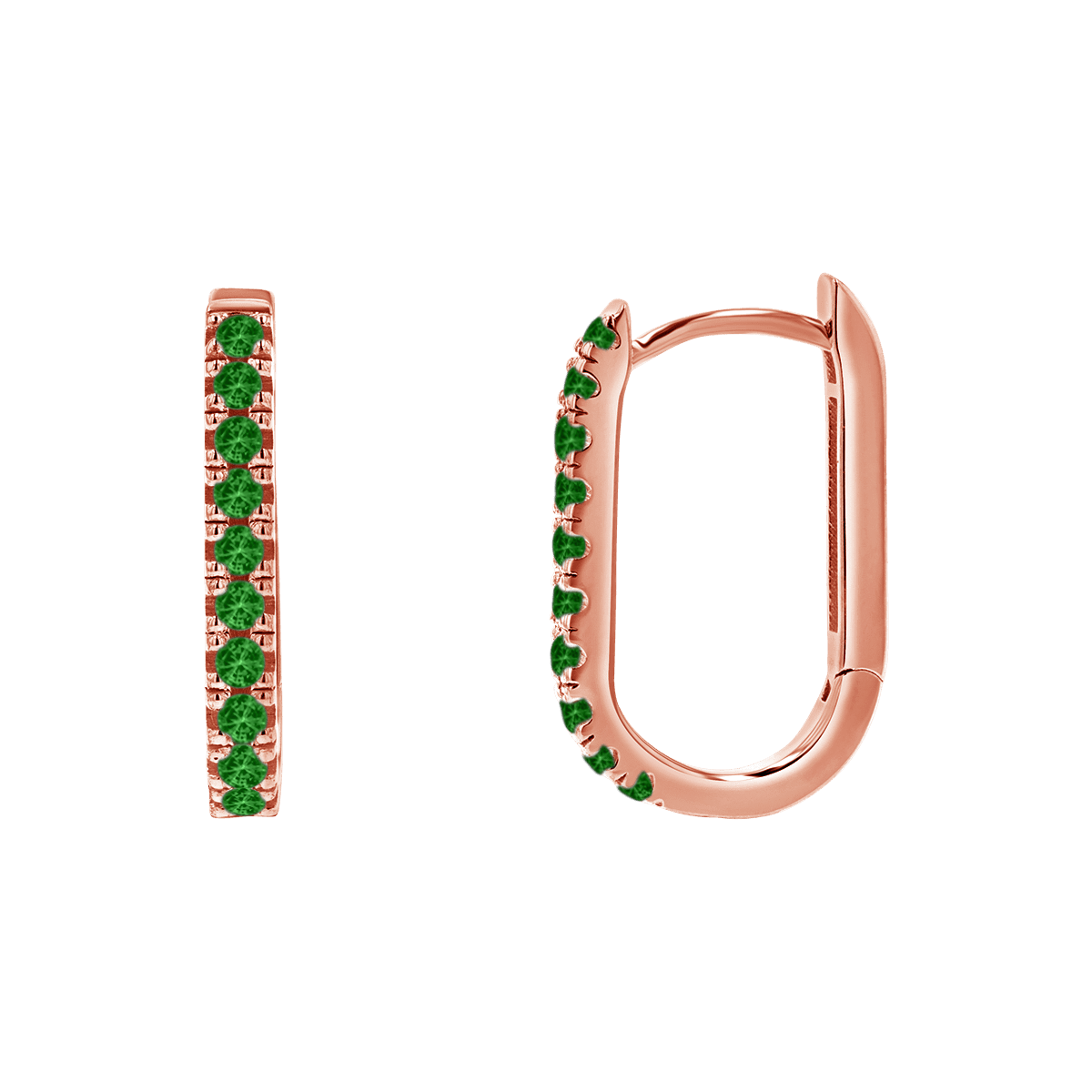 Gemstone Pave Paper Clip Huggie Earrings - Lotus Diamond