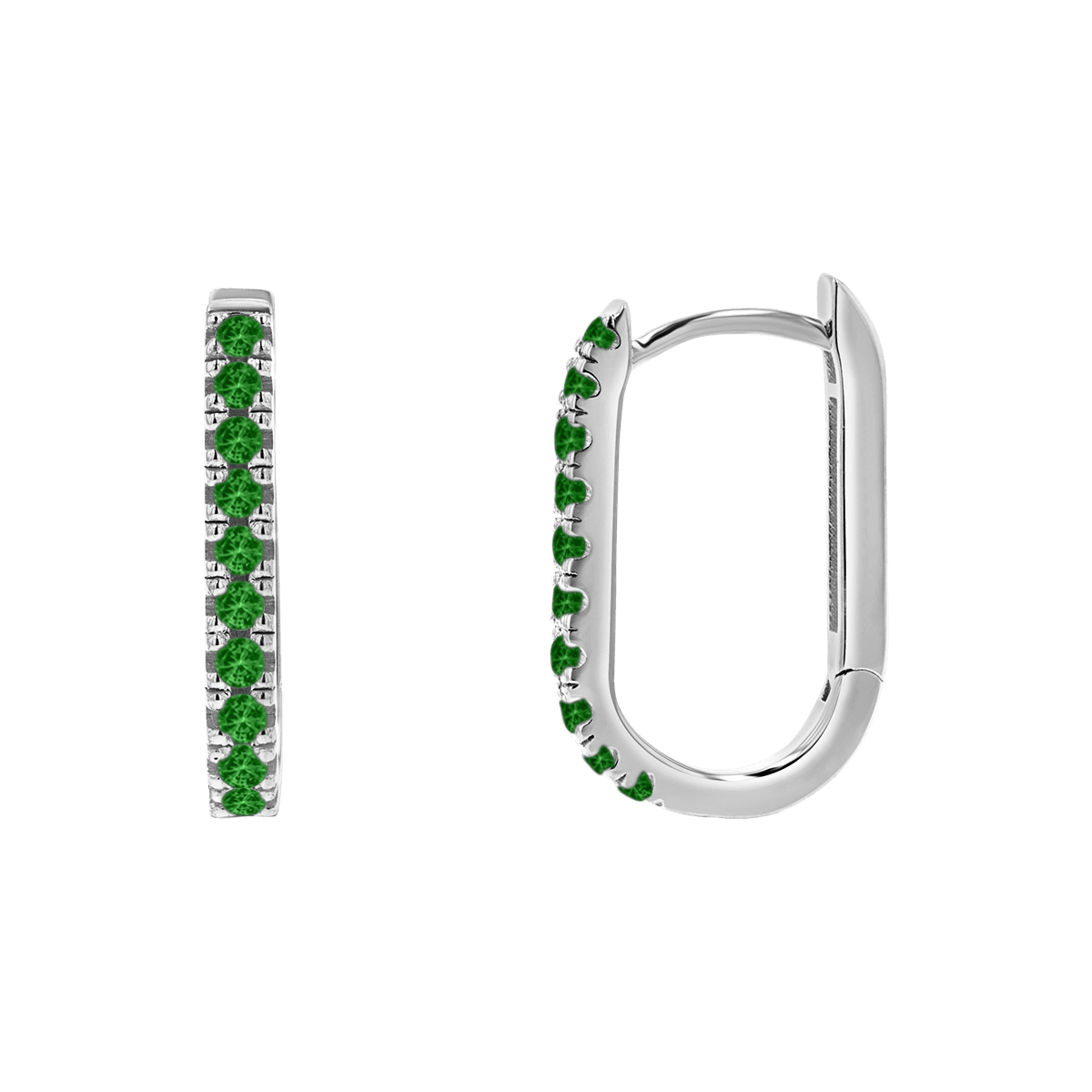 Gemstone Pave Paper Clip Huggie Earrings - Lotus Diamond