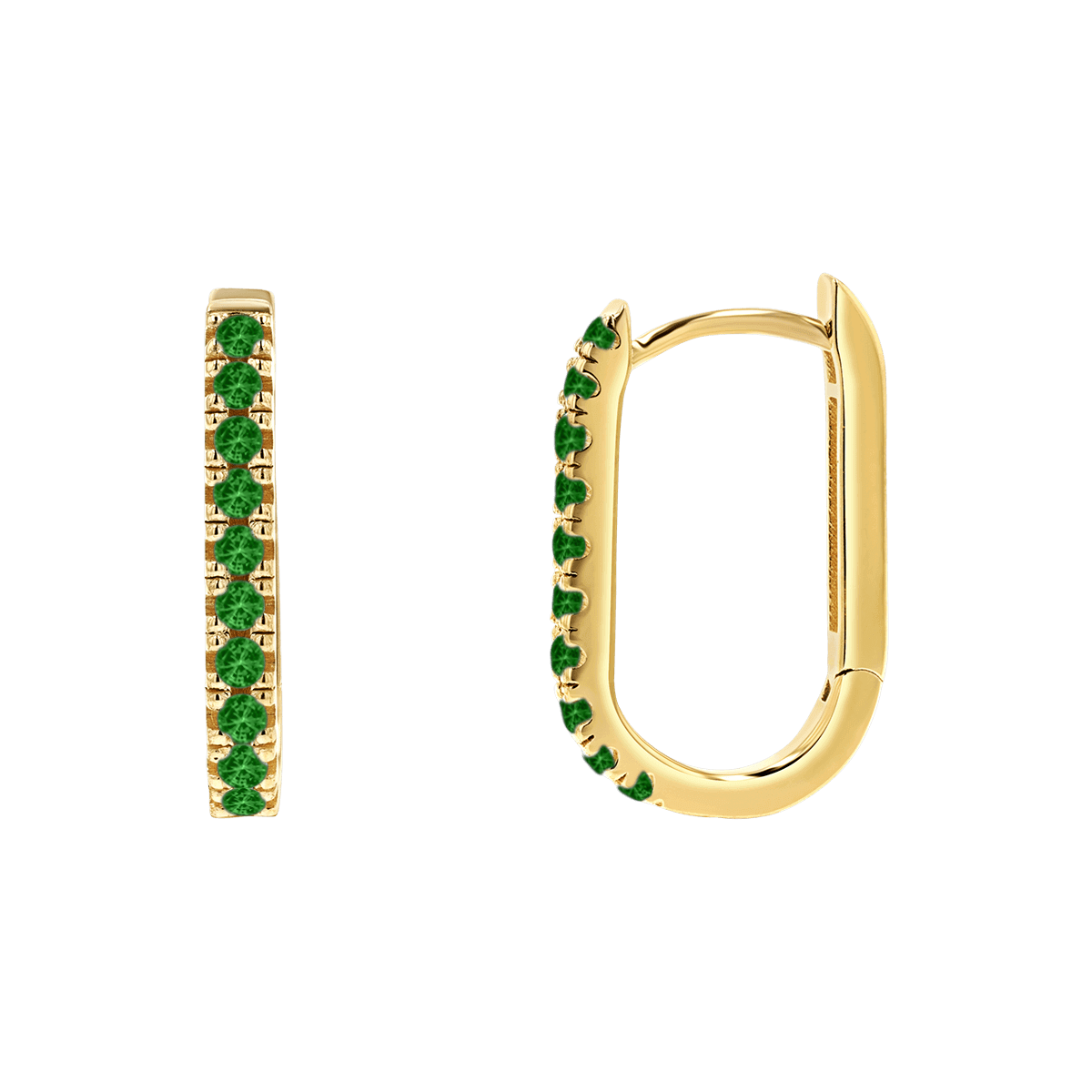 Gemstone Pave Paper Clip Huggie Earrings - Lotus Diamond