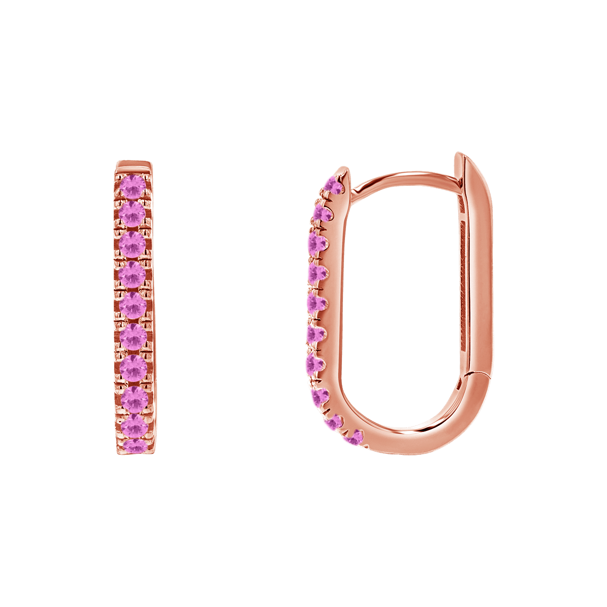 Gemstone Pave Paper Clip Huggie Earrings - Lotus Diamond