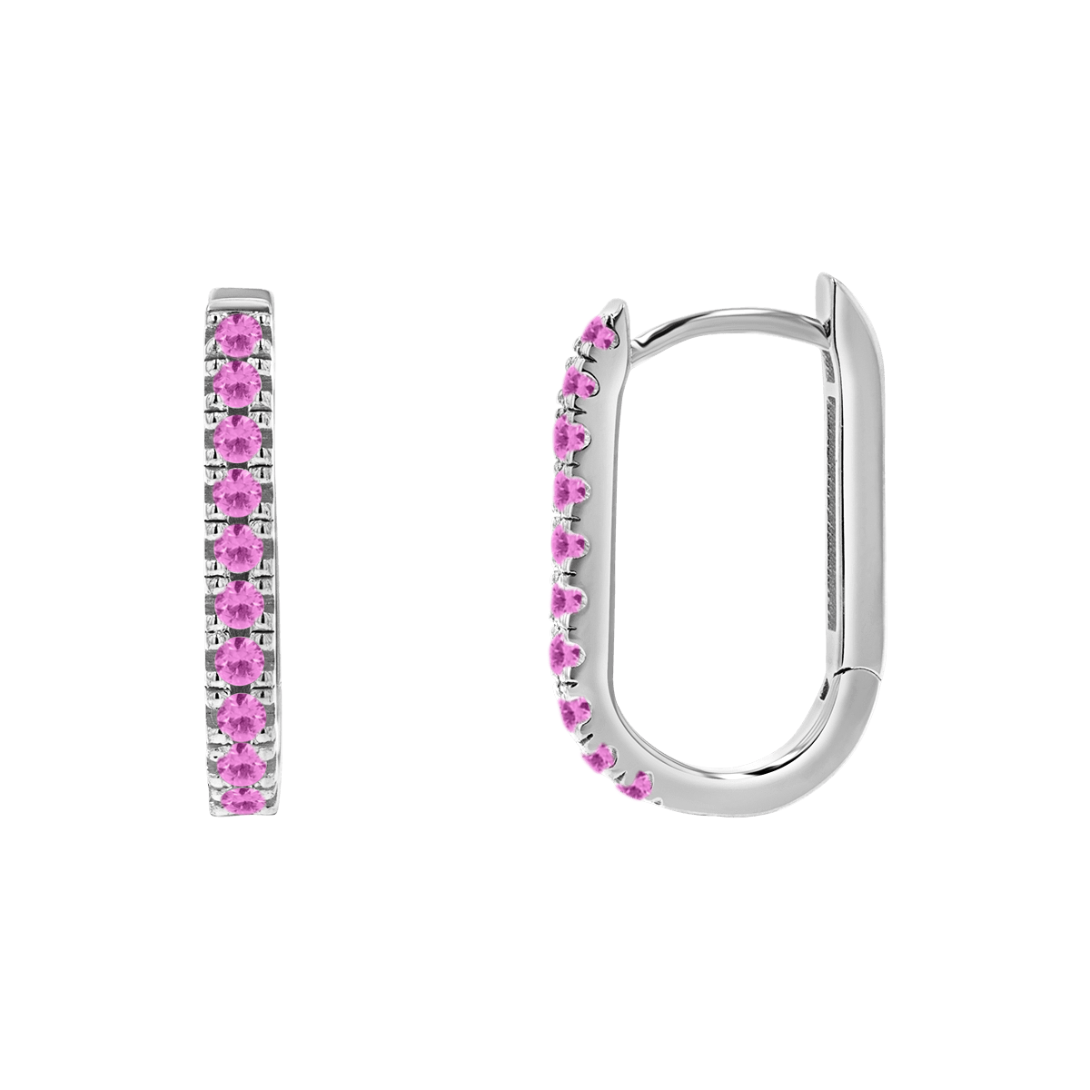 Gemstone Pave Paper Clip Huggie Earrings - Lotus Diamond