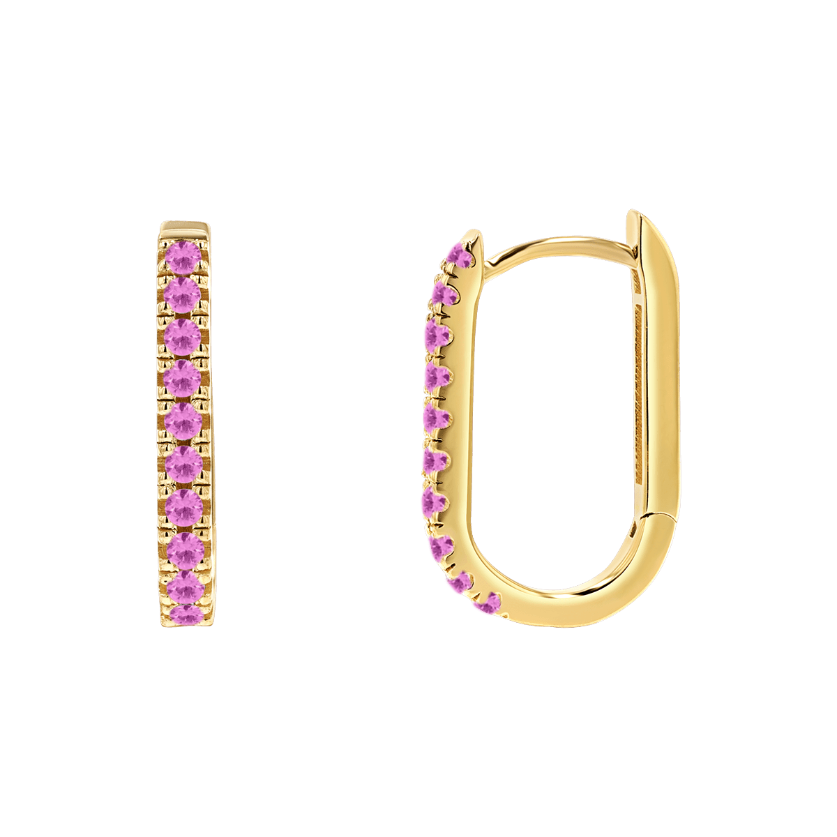 Gemstone Pave Paper Clip Huggie Earrings - Lotus Diamond