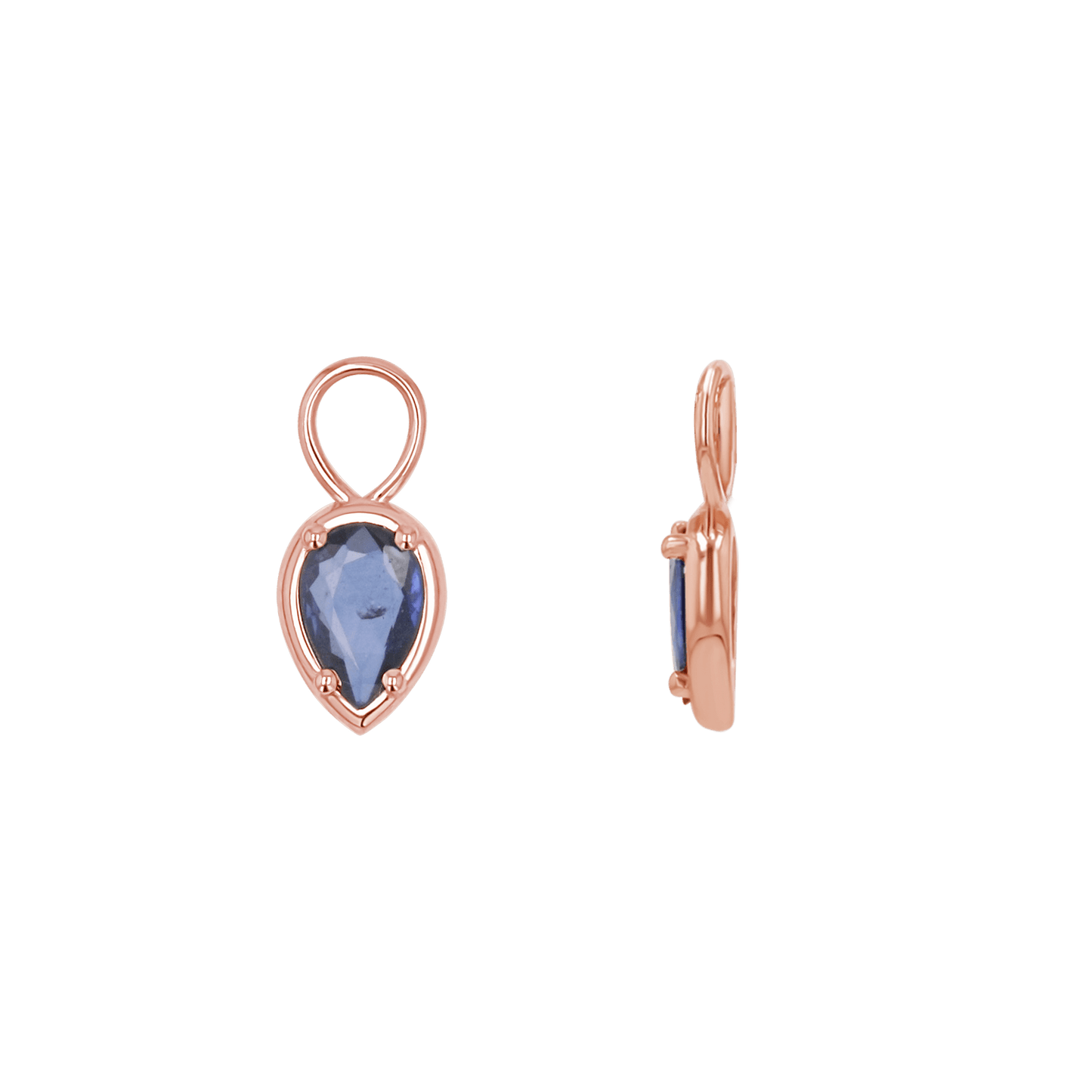 Gemstone Pear Huggies Charms - Lotus Diamond
