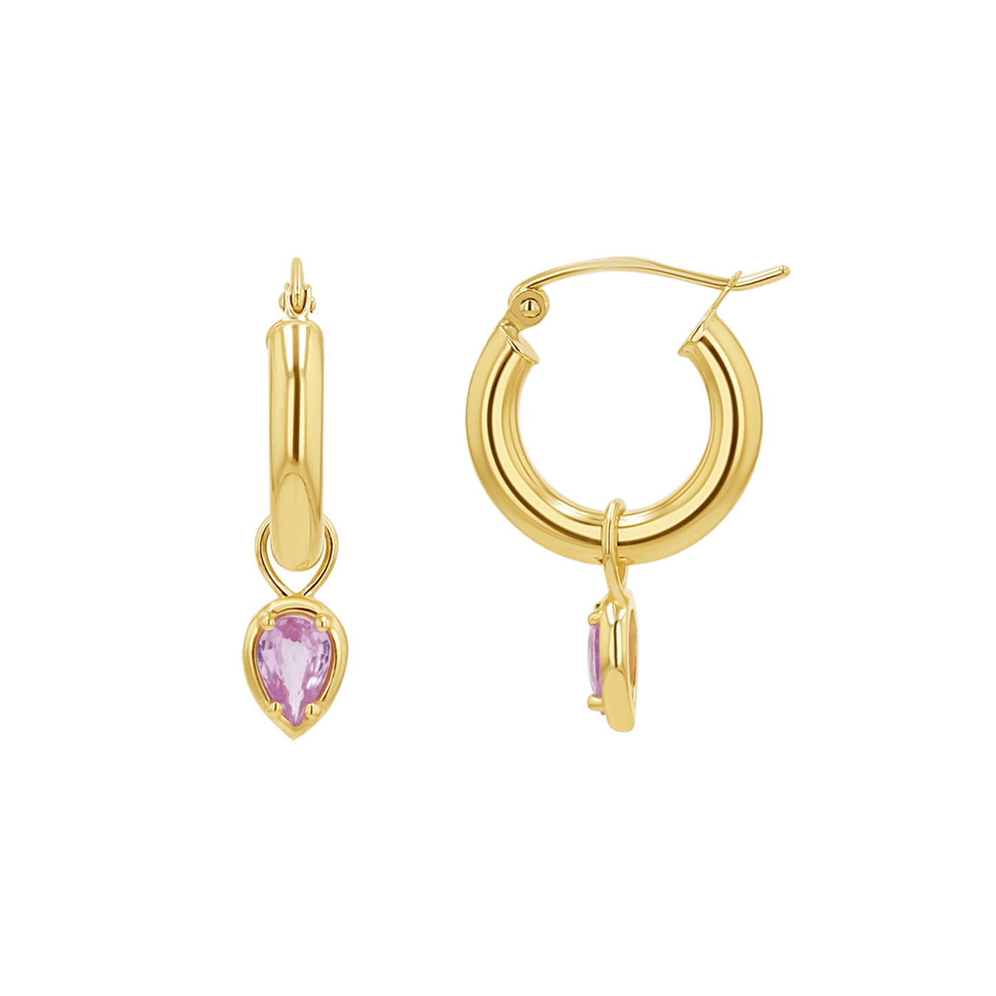 Gemstone Pear Huggies Charms - Lotus Diamond