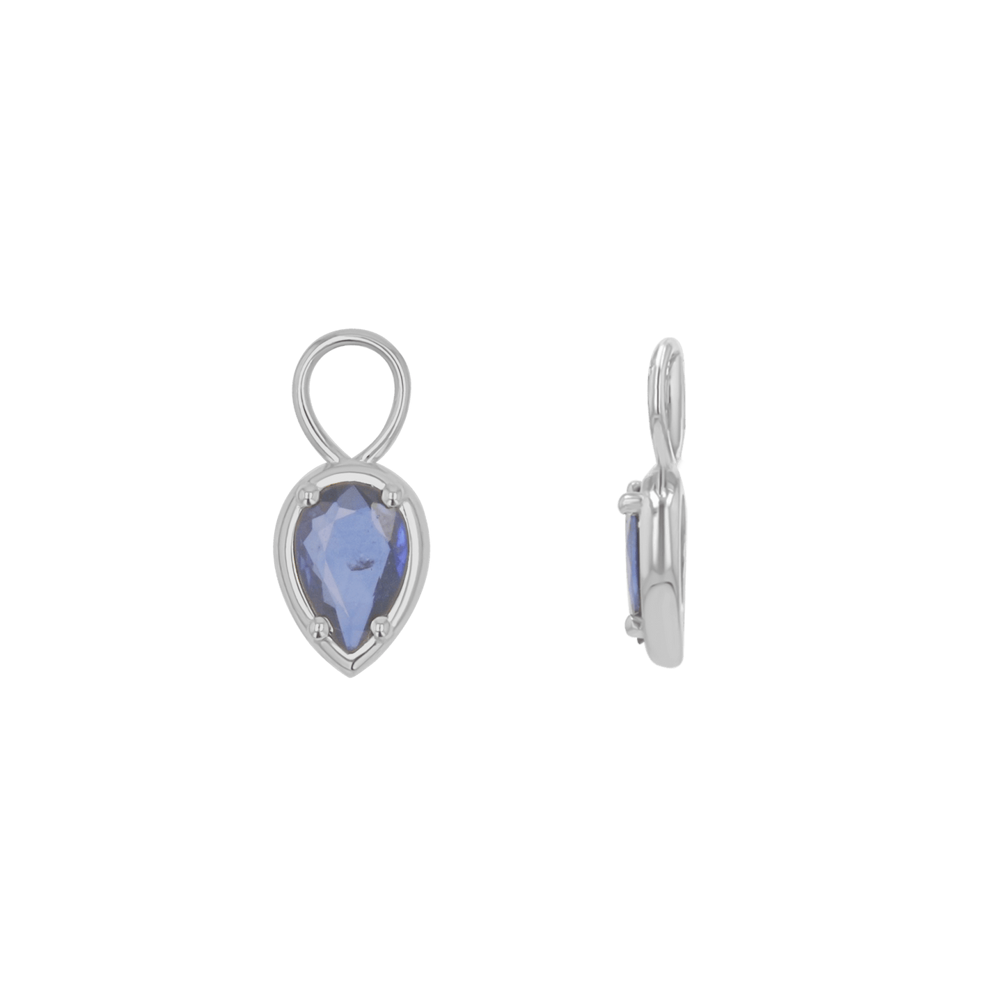 Gemstone Pear Huggies Charms - Lotus Diamond