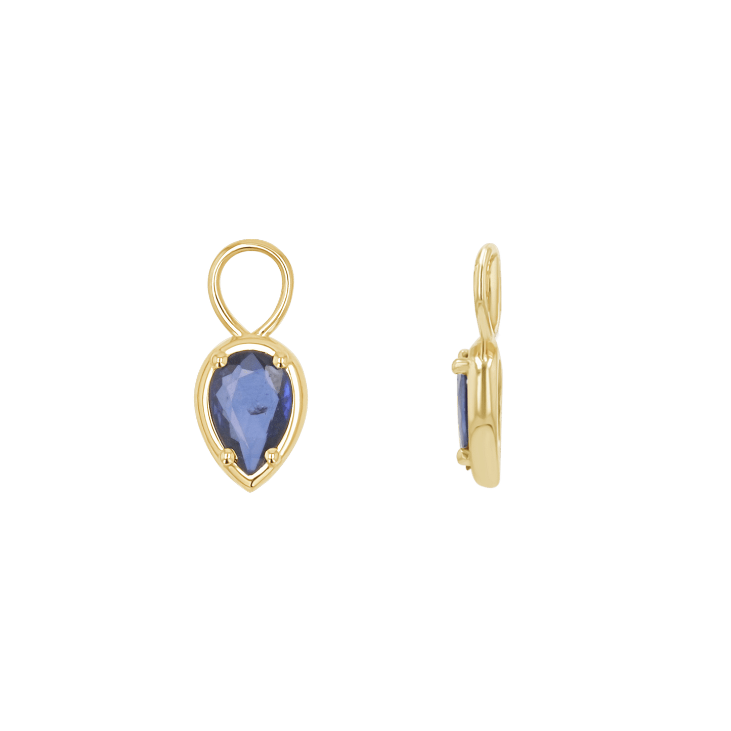 Gemstone Pear Huggies Charms - Lotus Diamond