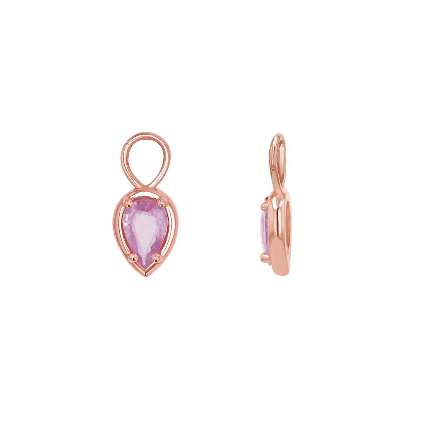 Gemstone Pear Huggies Charms - Lotus Diamond