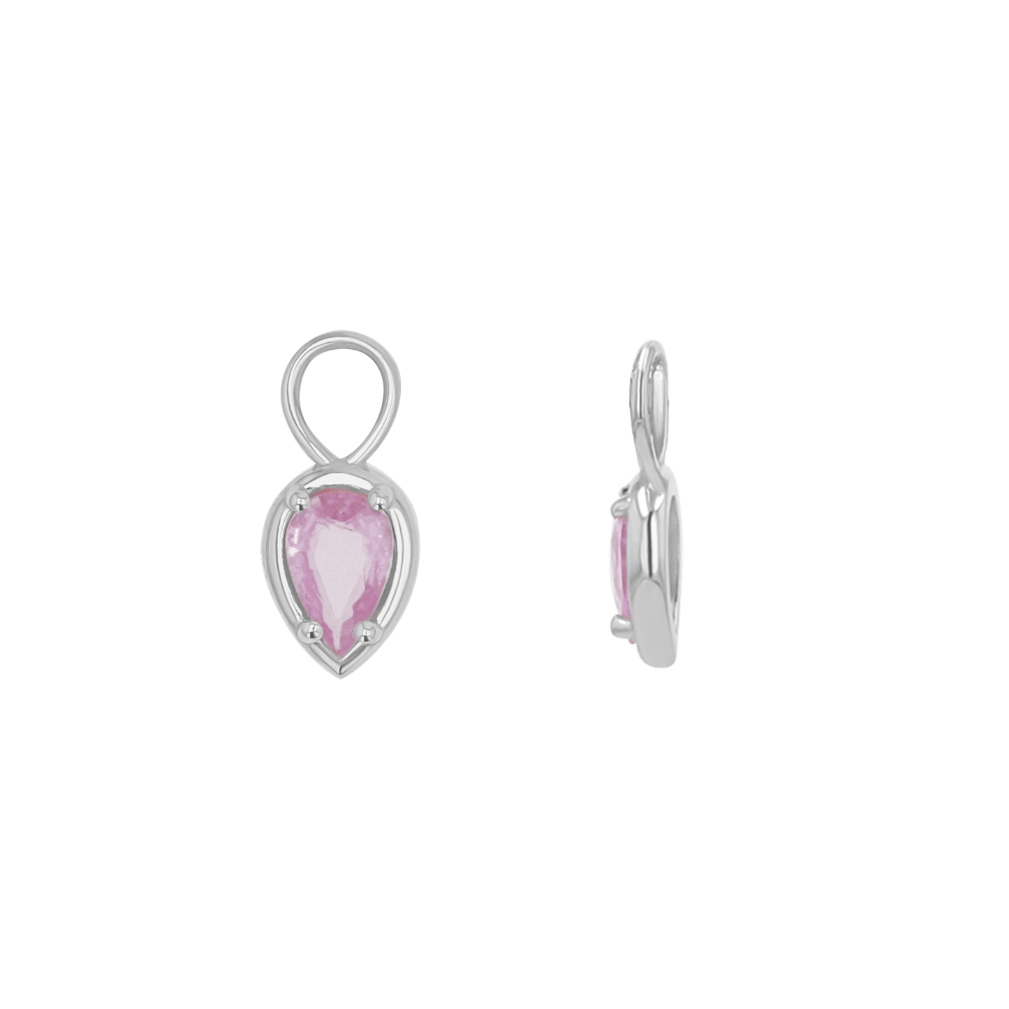Gemstone Pear Huggies Charms - Lotus Diamond