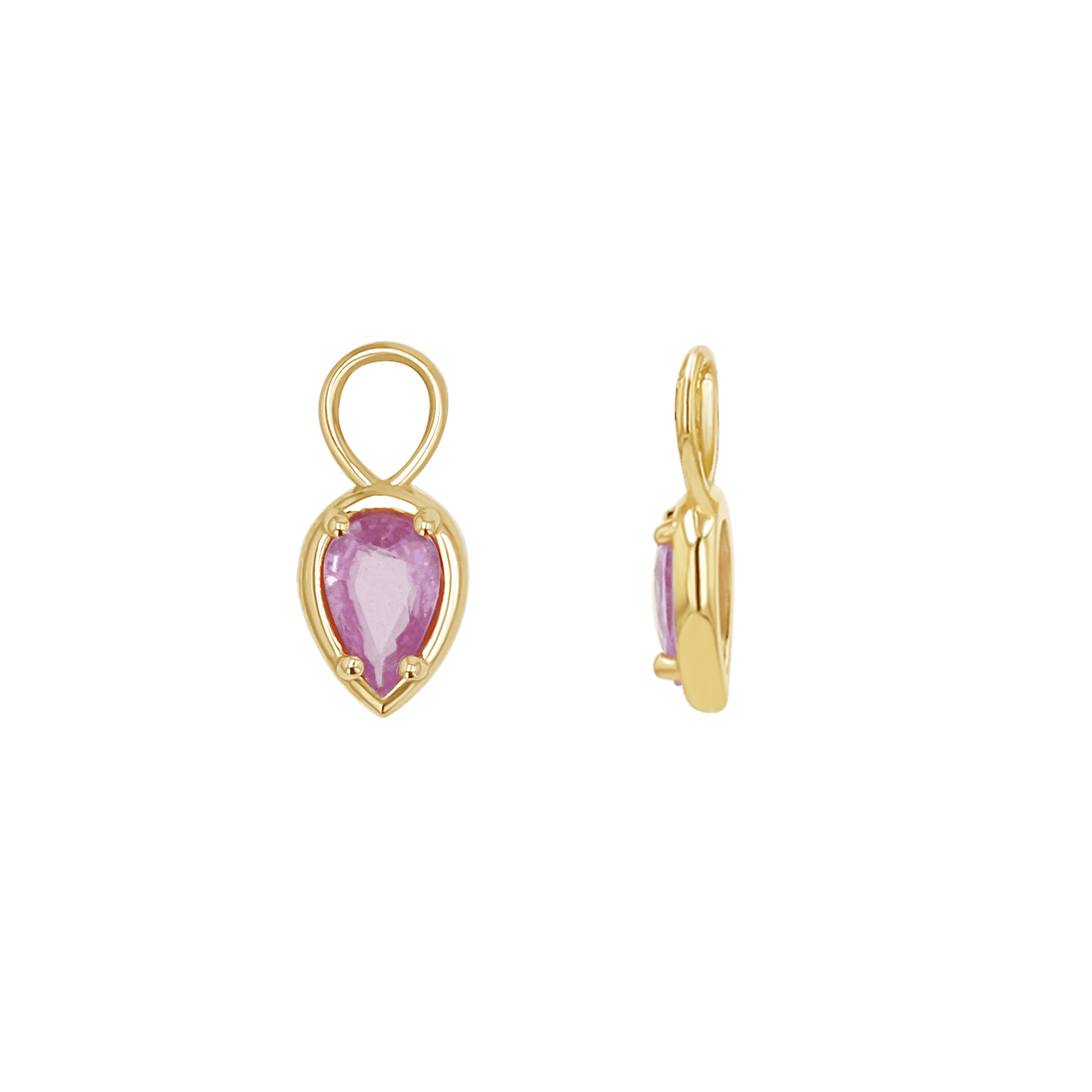 Gemstone Pear Huggies Charms - Lotus Diamond