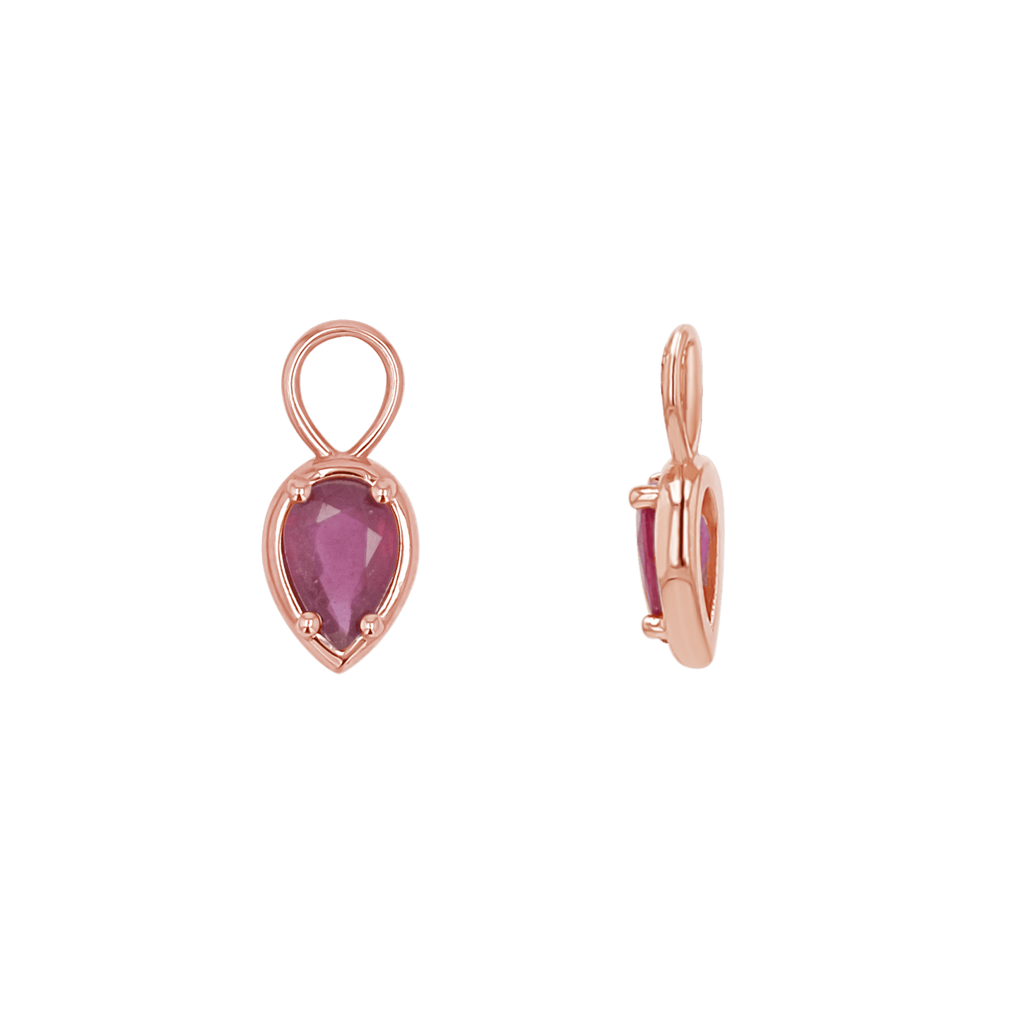 Gemstone Pear Huggies Charms - Lotus Diamond