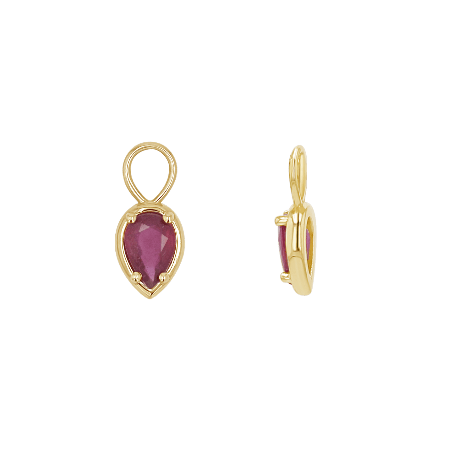 Gemstone Pear Huggies Charms - Lotus Diamond