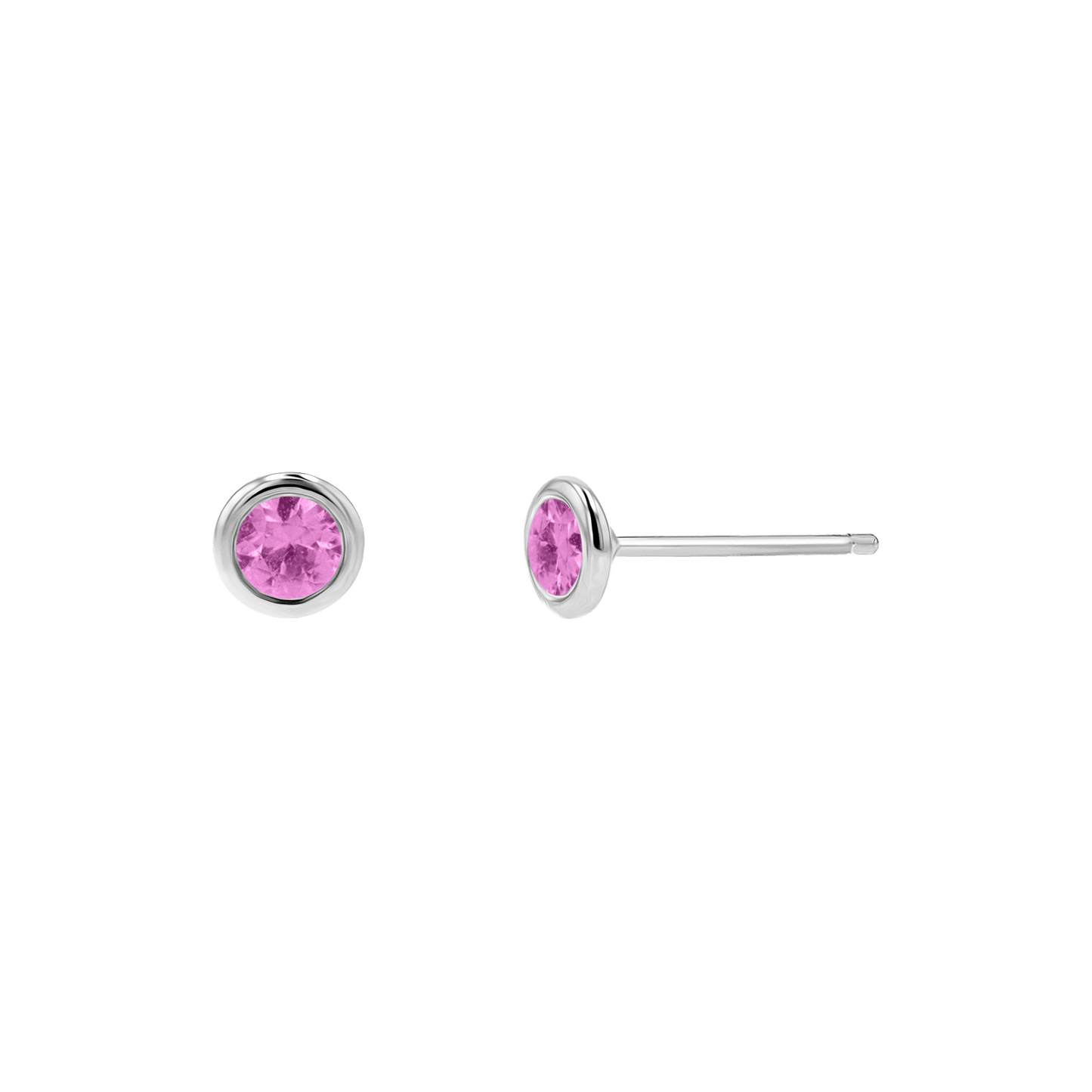 Gemstone Solitaire Bezel Studs - Lotus Diamond
