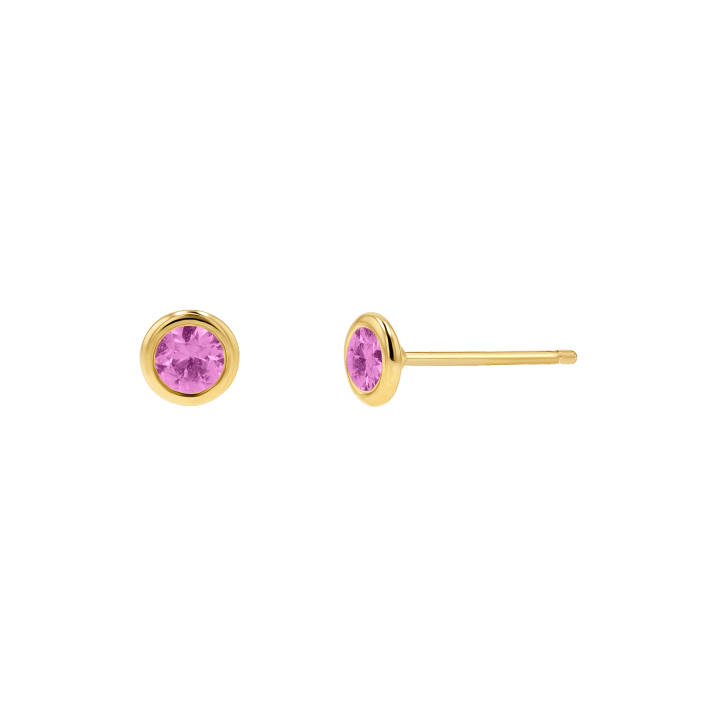 Gemstone Solitaire Bezel Studs - Lotus Diamond
