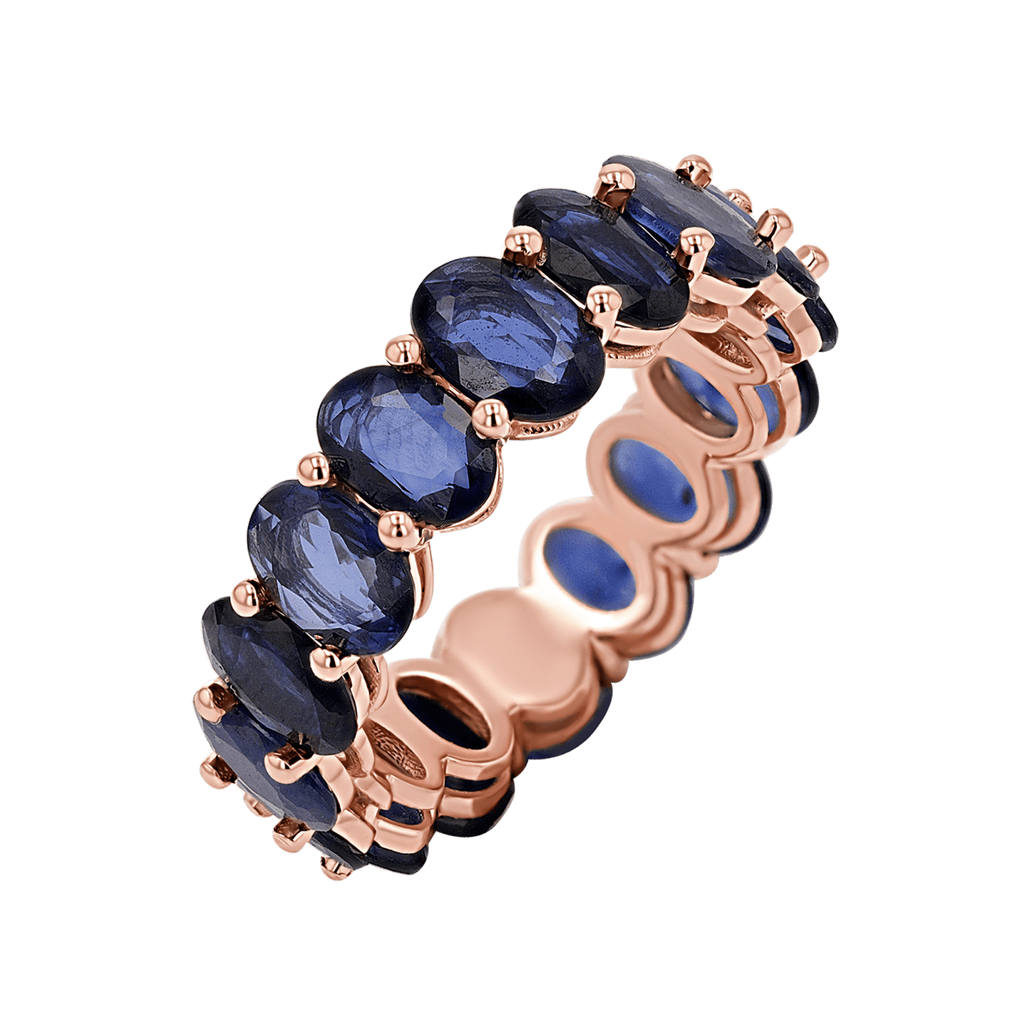 Genuine Blue Sapphire Oval Eternity Band - Lotus Diamond