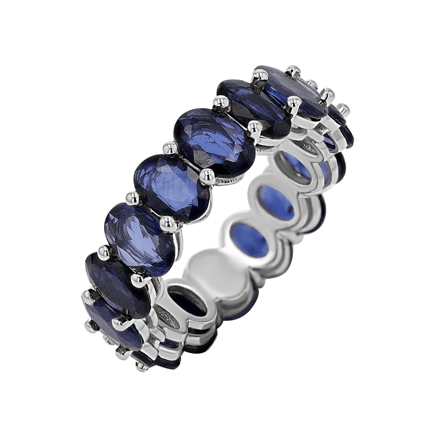 Genuine Blue Sapphire Oval Eternity Band - Lotus Diamond