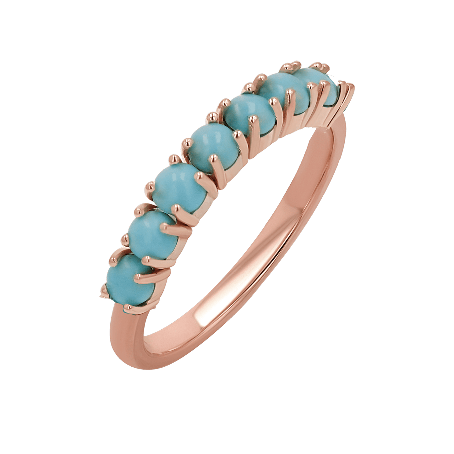 Genuine Turquoise Half Eternity Band - Lotus Diamond