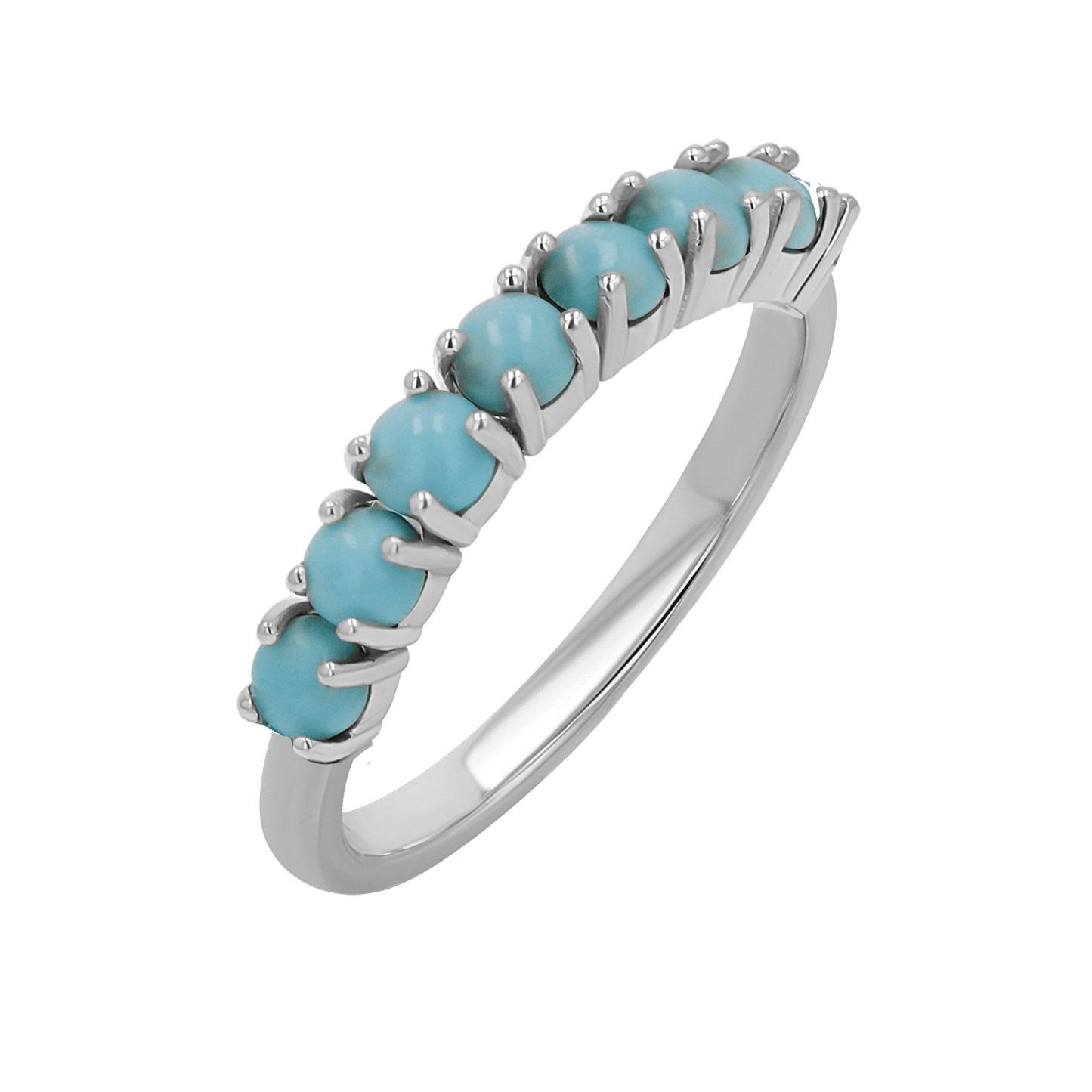 Genuine Turquoise Half Eternity Band - Lotus Diamond