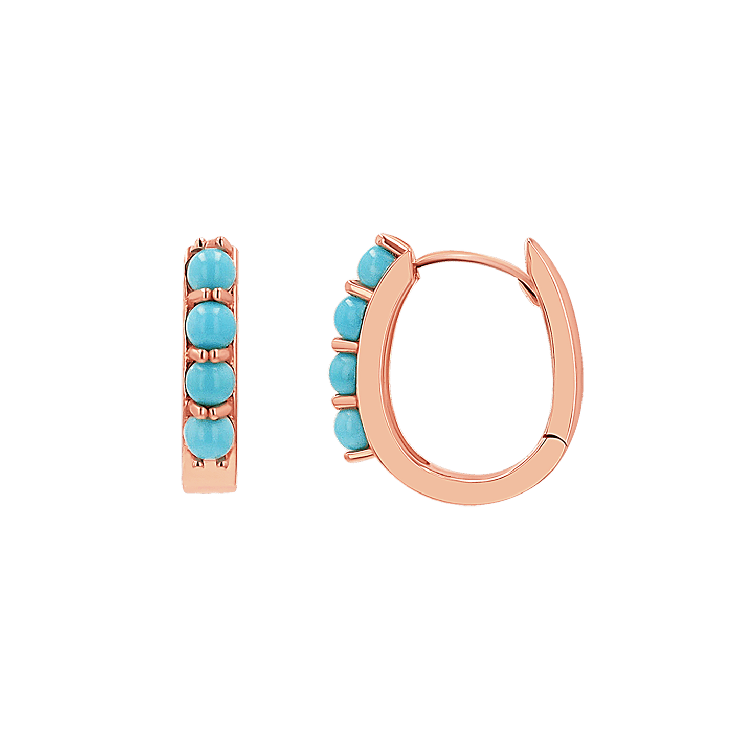 Genuine Turquoise Paper Clip Huggie Hoops - Lotus Diamond
