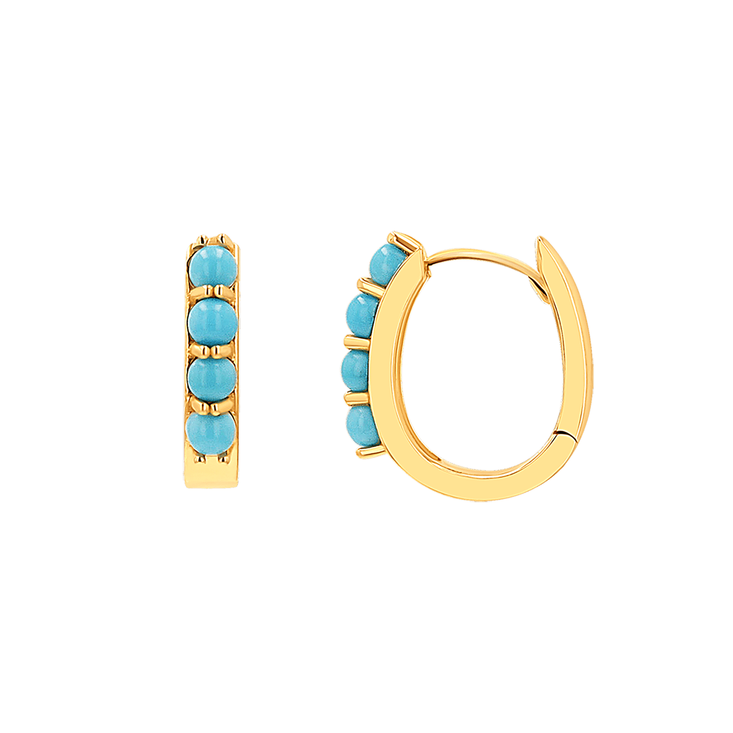 Genuine Turquoise Paper Clip Huggie Hoops - Lotus Diamond
