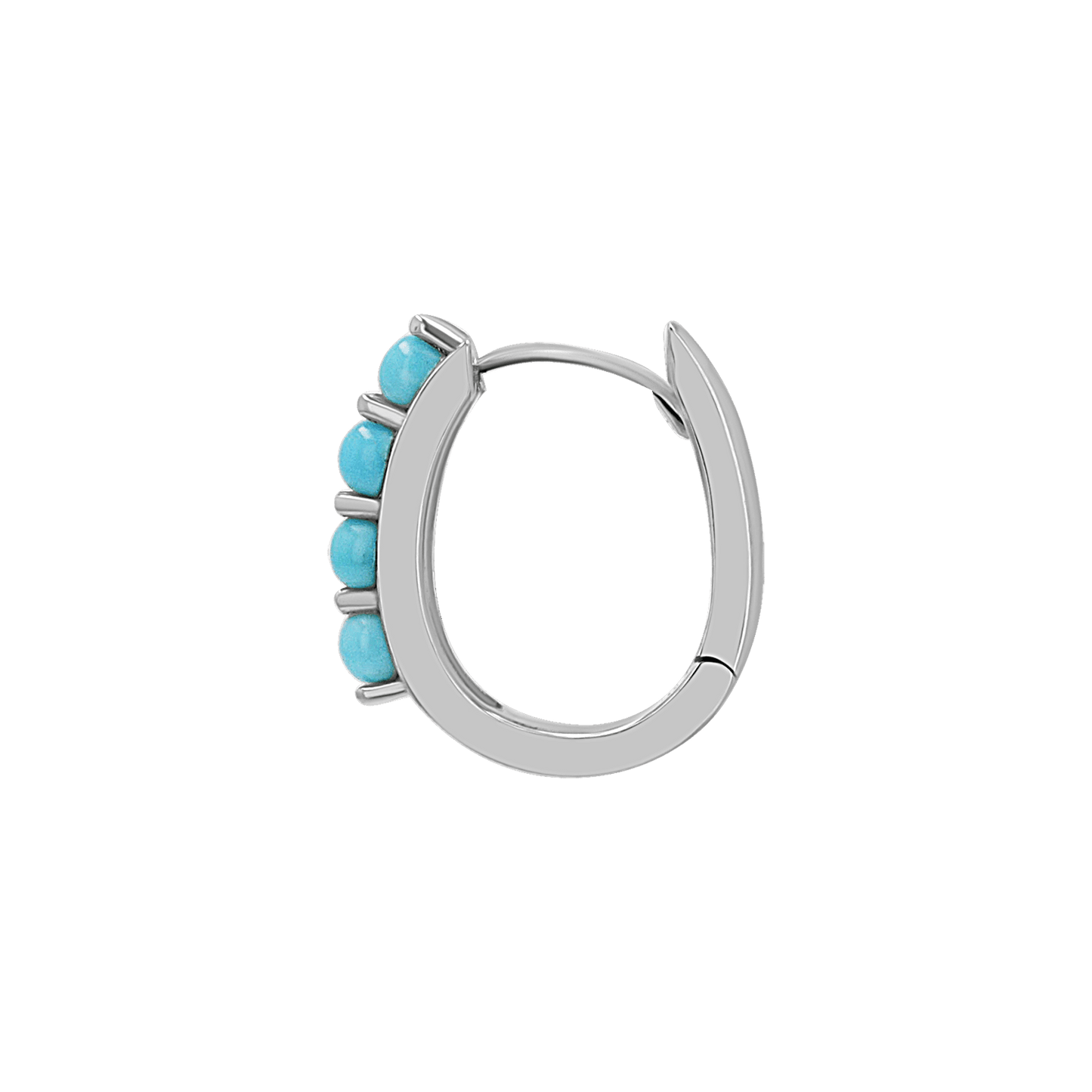 Genuine Turquoise Paper Clip Huggie Hoops - Lotus Diamond