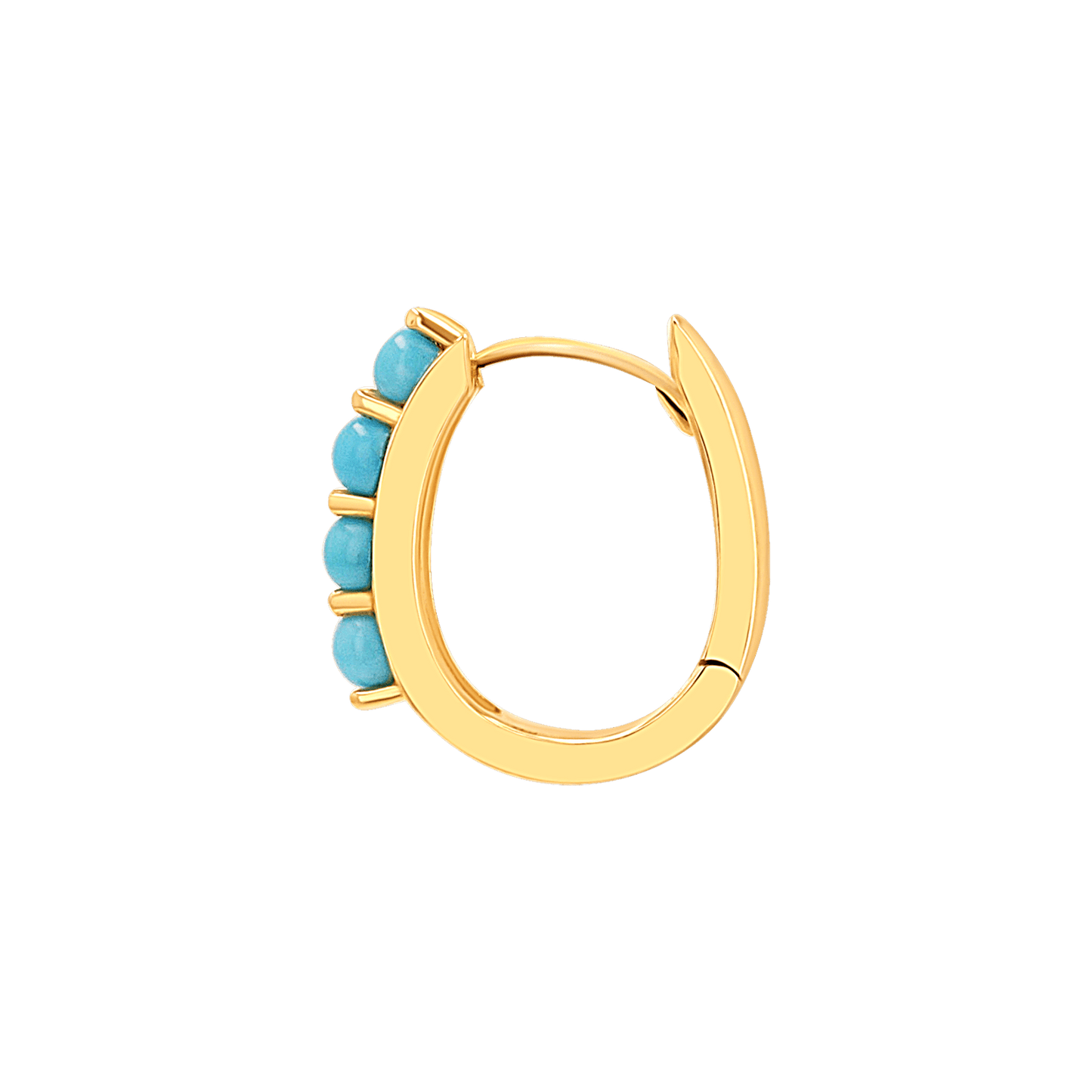 Genuine Turquoise Paper Clip Huggie Hoops - Lotus Diamond
