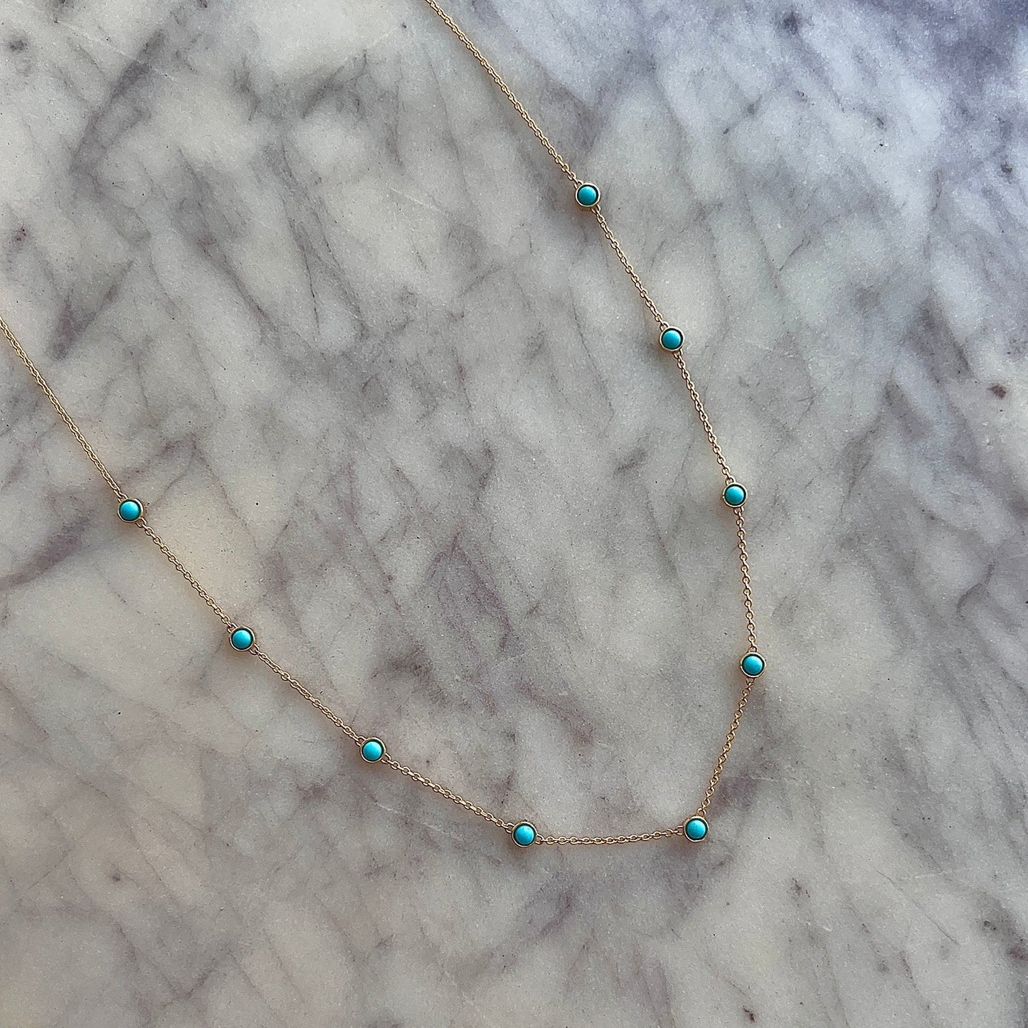 Genuine Turquoise Strand Necklace - Lotus Diamond