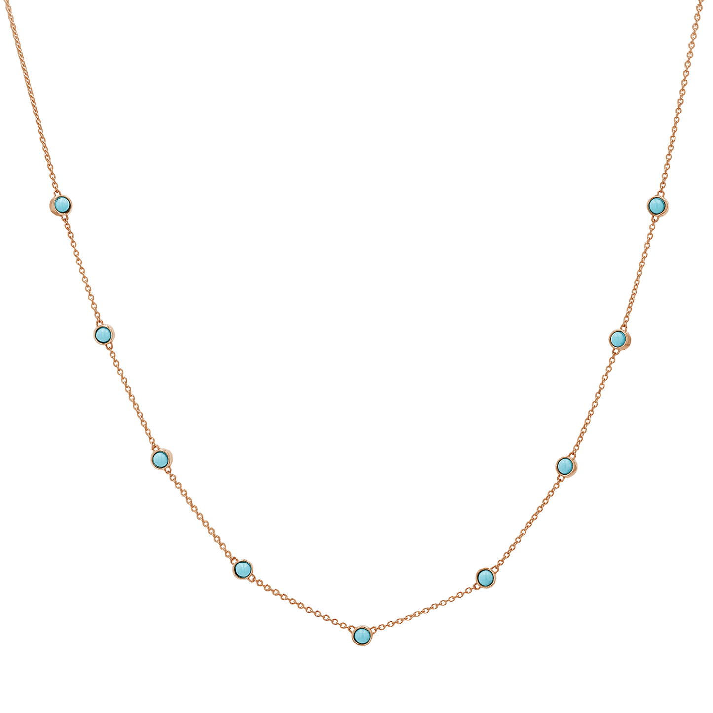Genuine Turquoise Strand Necklace - Lotus Diamond