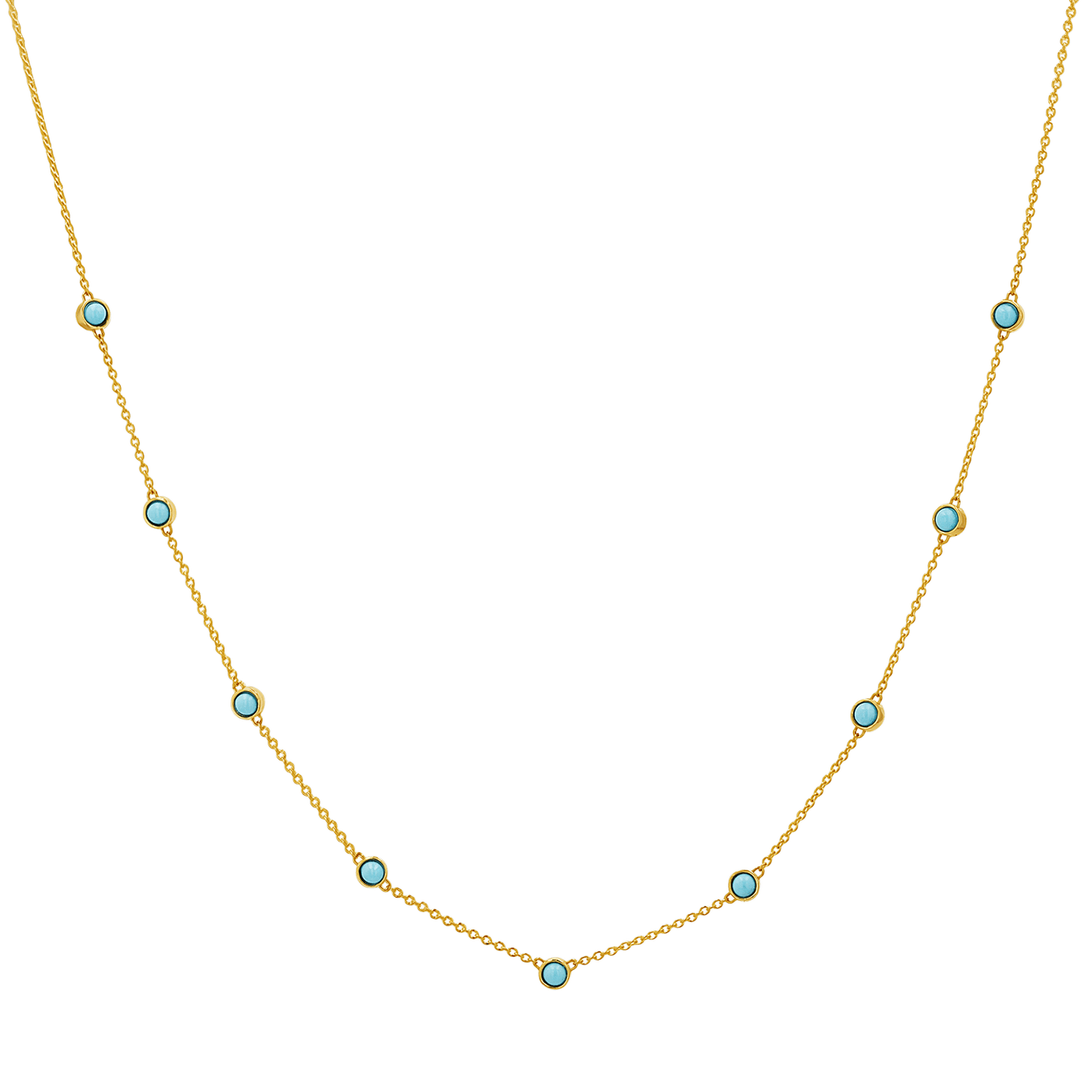 Genuine Turquoise Strand Necklace - Lotus Diamond