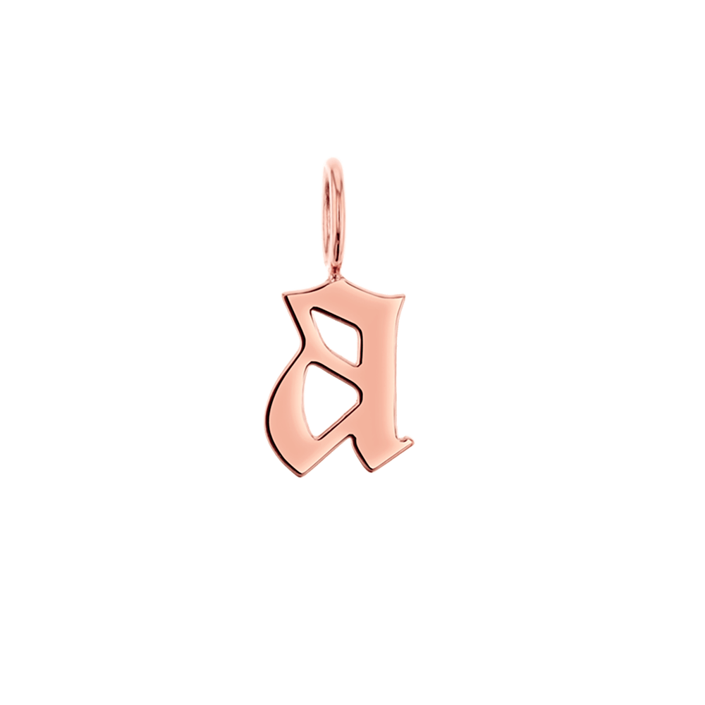 Gothic Old English Solid Initial Letter Charm - Lotus Diamond