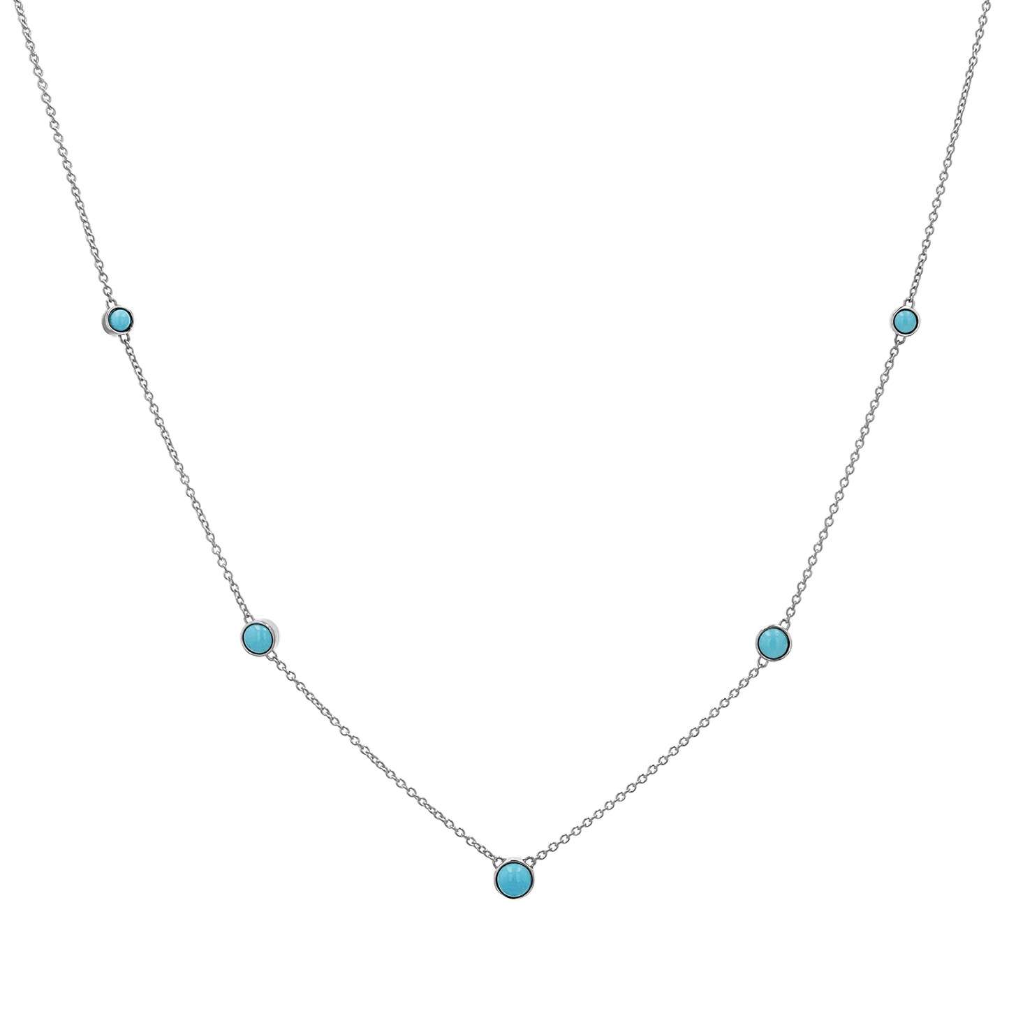 Graduating Genuine Turquoise Necklace - Lotus Diamond