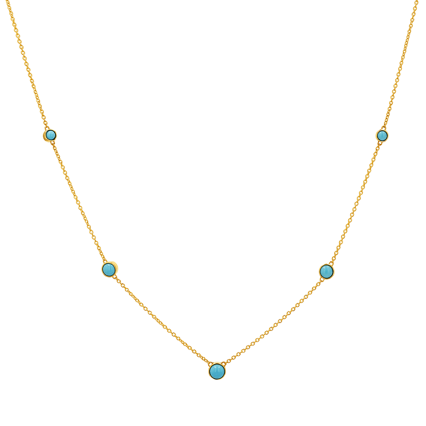 Graduating Genuine Turquoise Necklace - Lotus Diamond