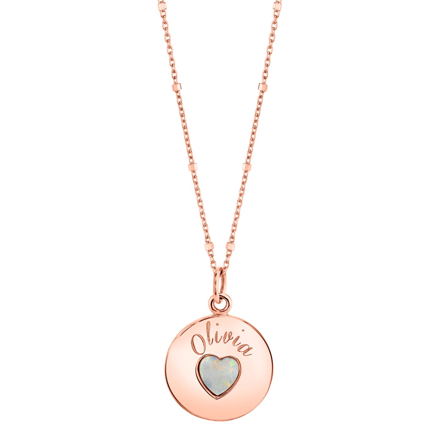 Grand Opal Heart Name Medallion - Lotus Diamond