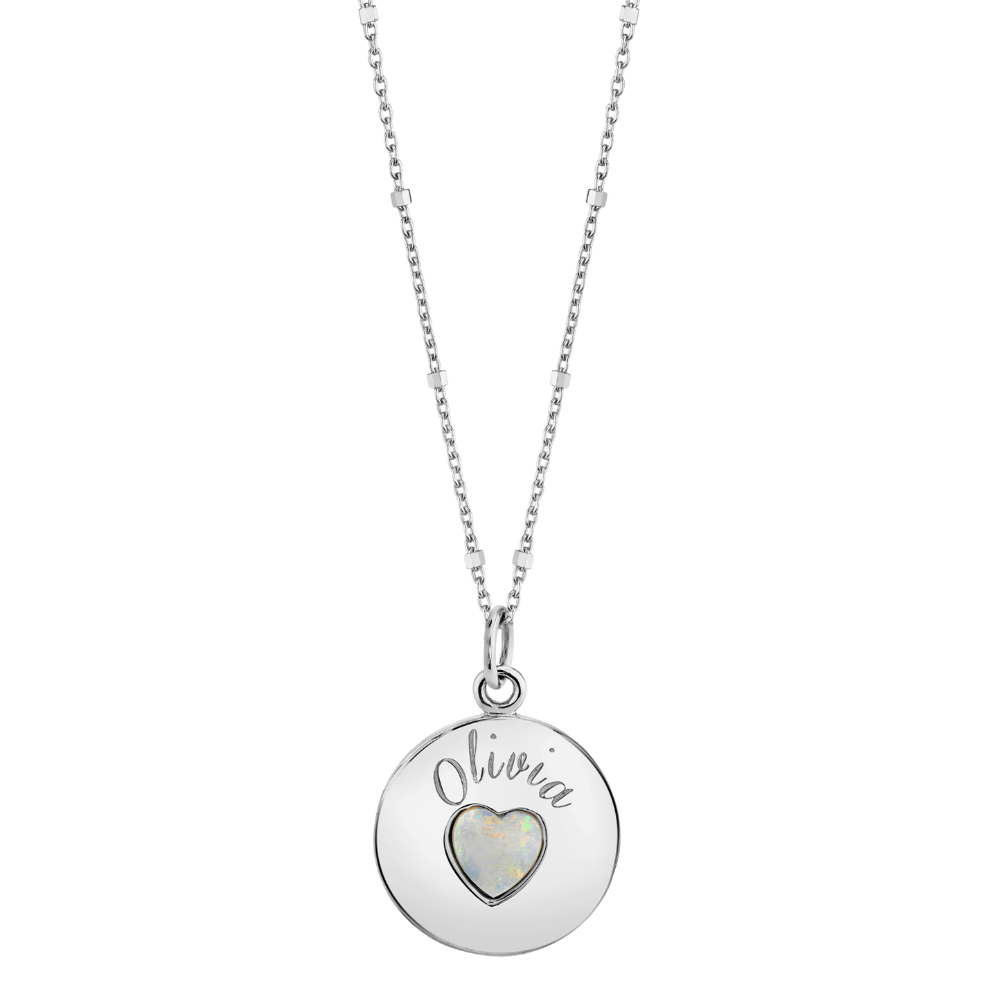 Grand Opal Heart Name Medallion - Lotus Diamond