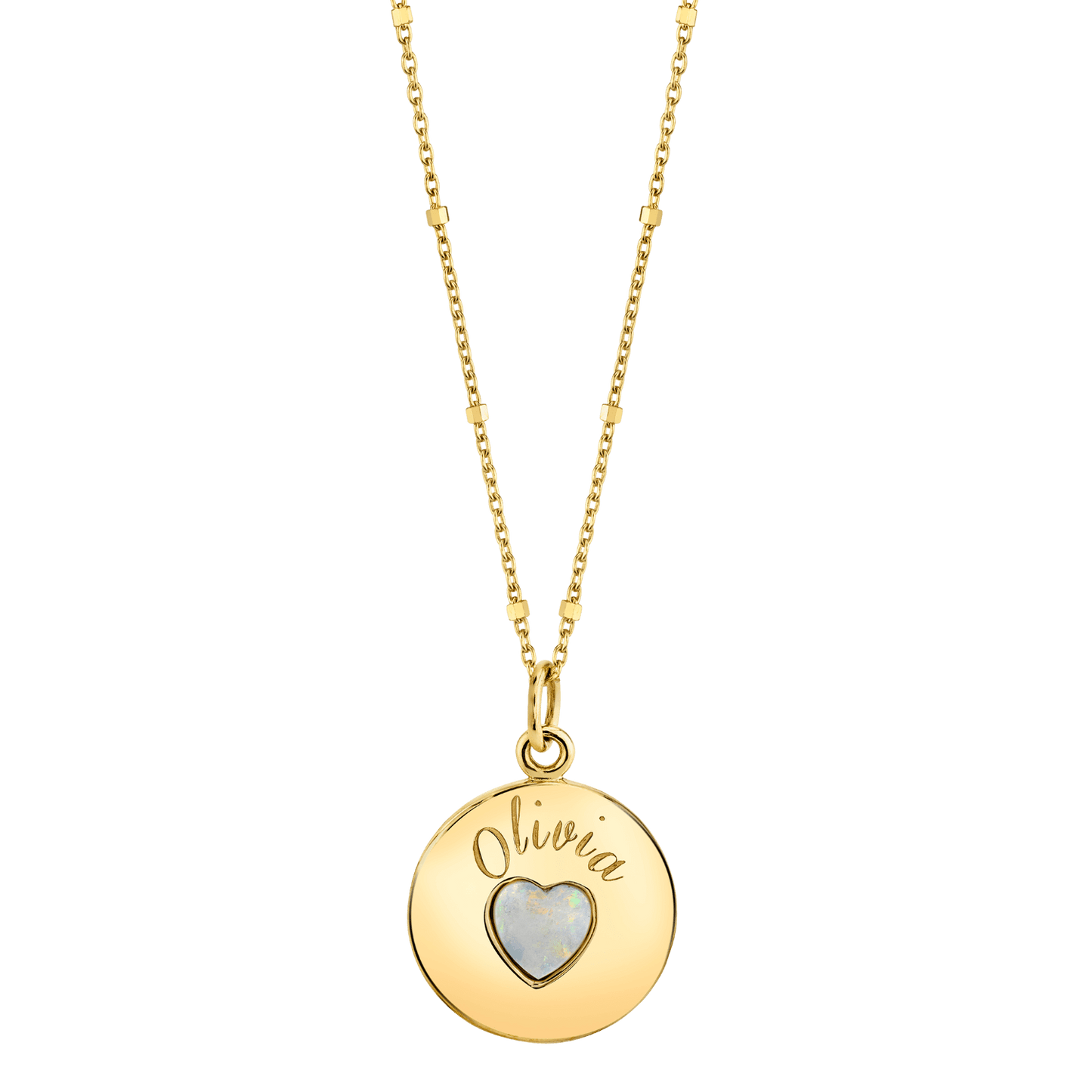 Grand Opal Heart Name Medallion - Lotus Diamond