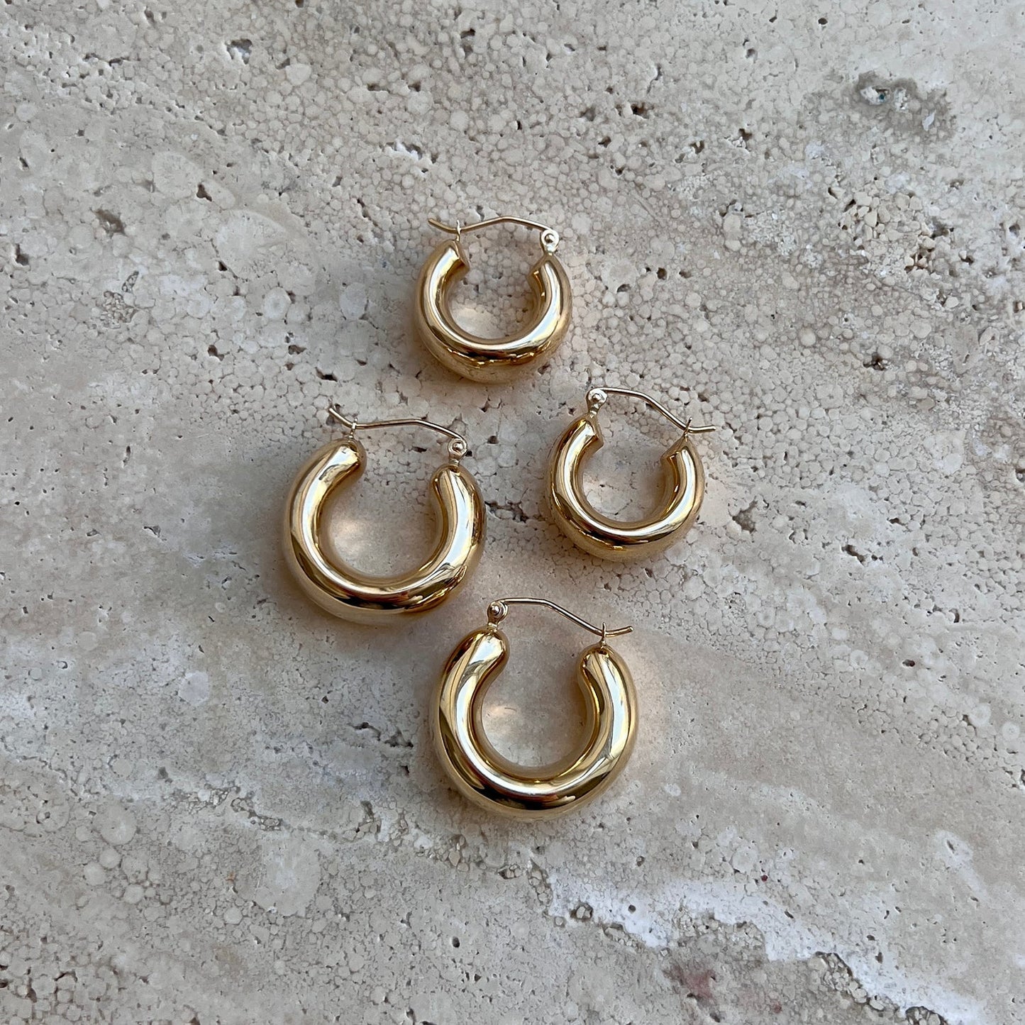 Hailey Large Chunky Hoops - Lotus Diamond