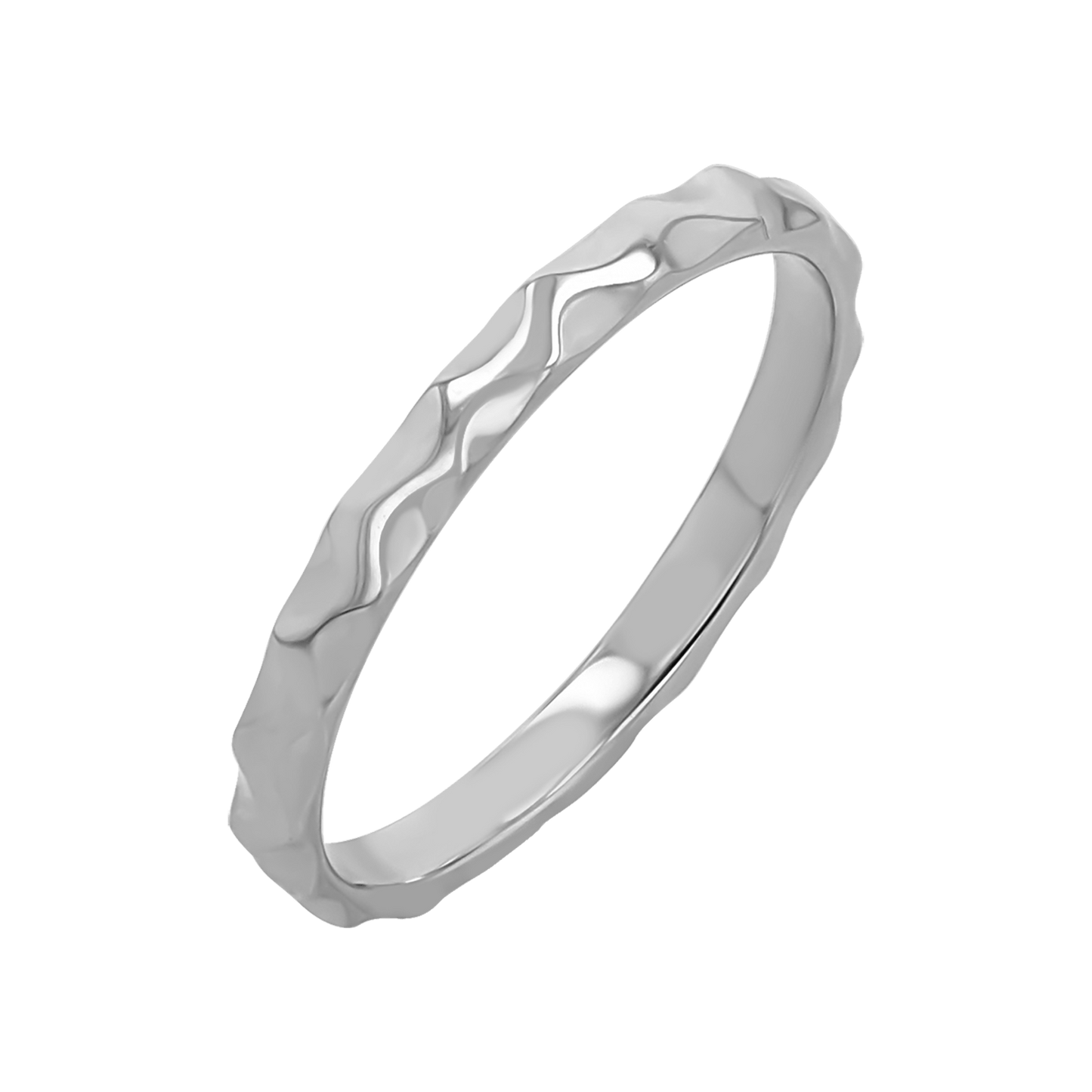 Hammered Stacking Band - Lotus Diamond