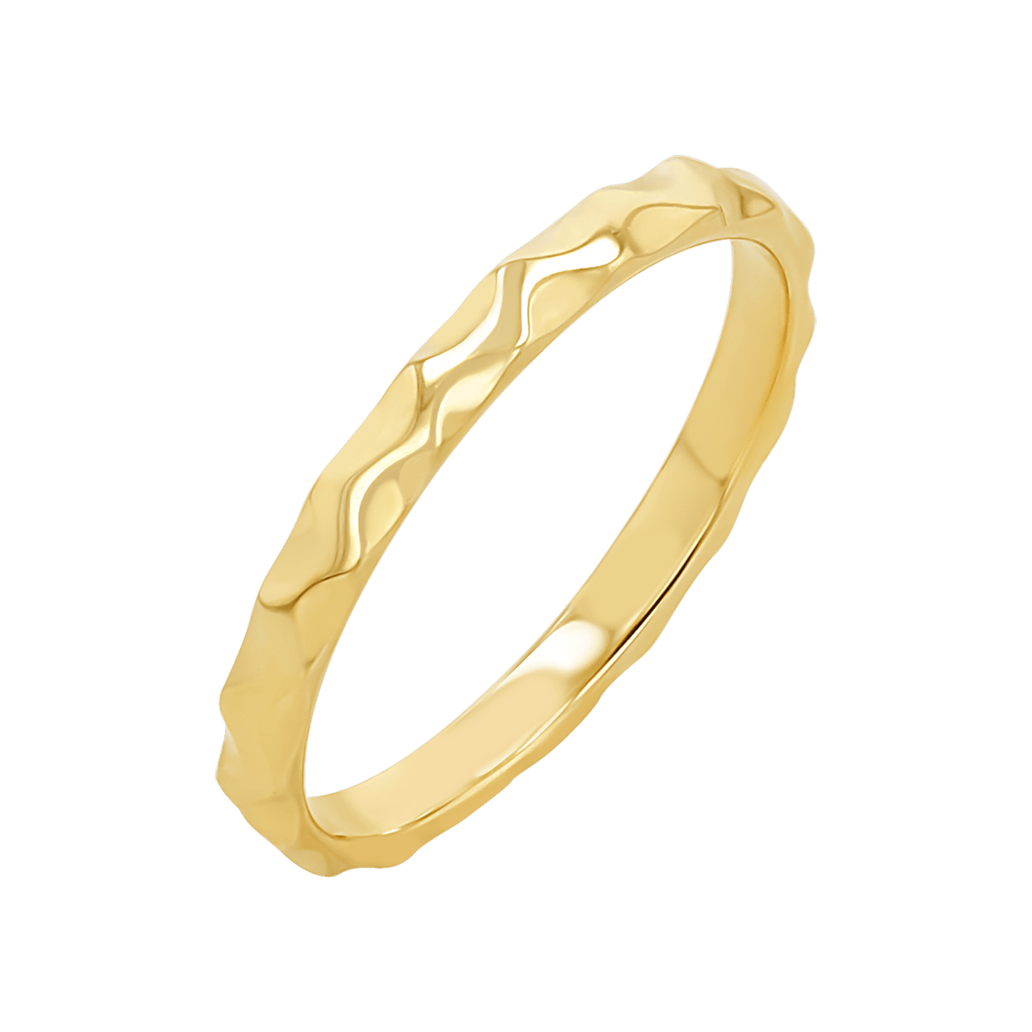 Hammered Stacking Band - Lotus Diamond
