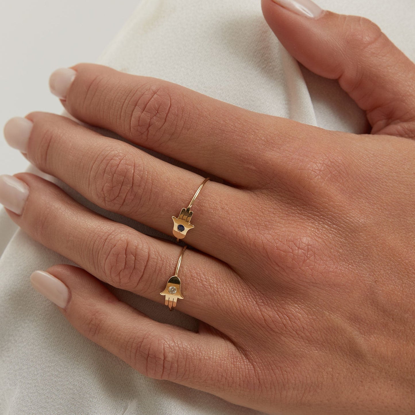 Hamsa Diamond Wire Ring - Lotus Diamond