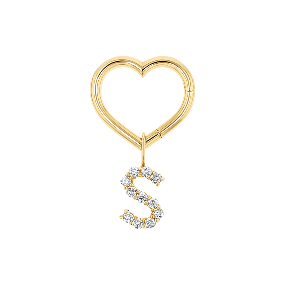 Heart Charm Enhancer Connector - Lotus Diamond