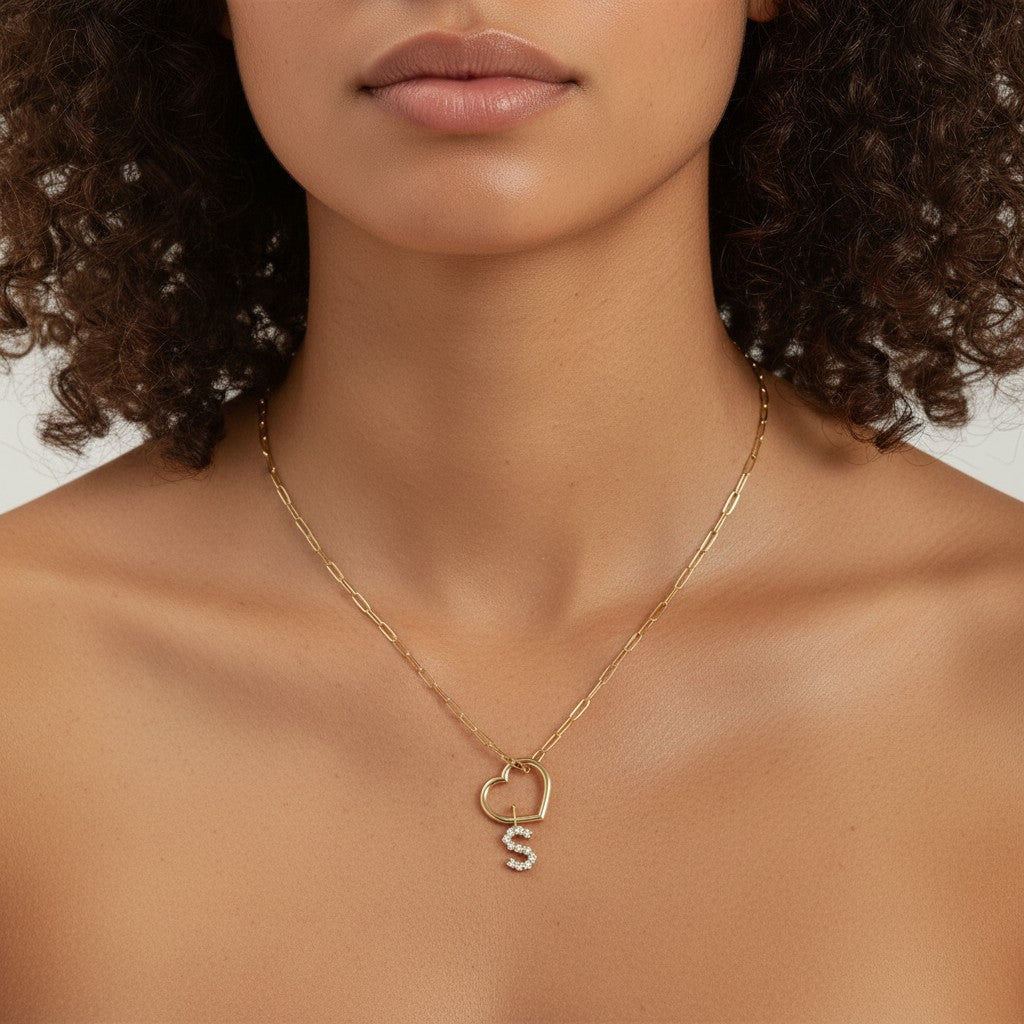 Heart Charm Enhancer Connector - Lotus Diamond