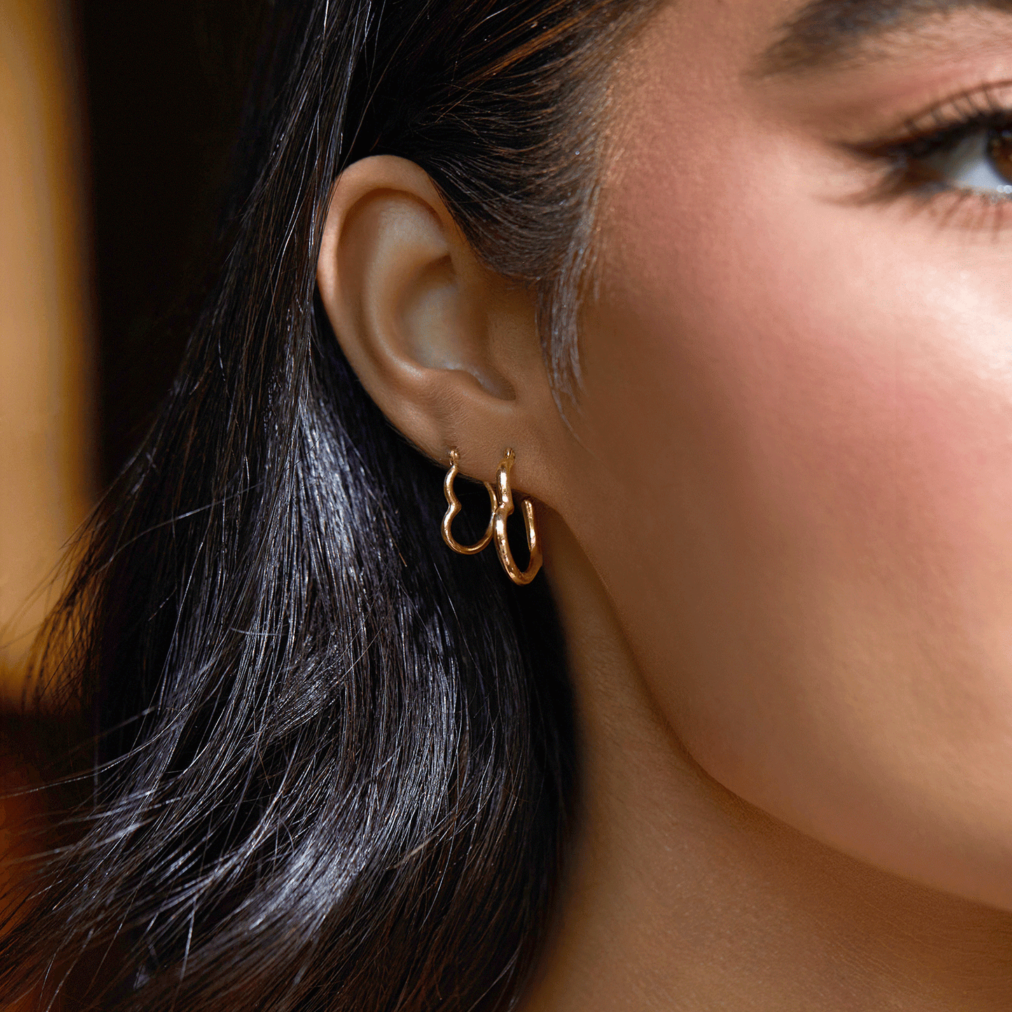Heart Hoop Earrings - Lotus Diamond