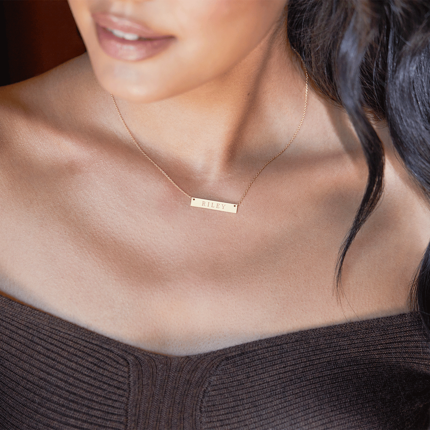 ID Nameplate Necklace - Lotus Diamond